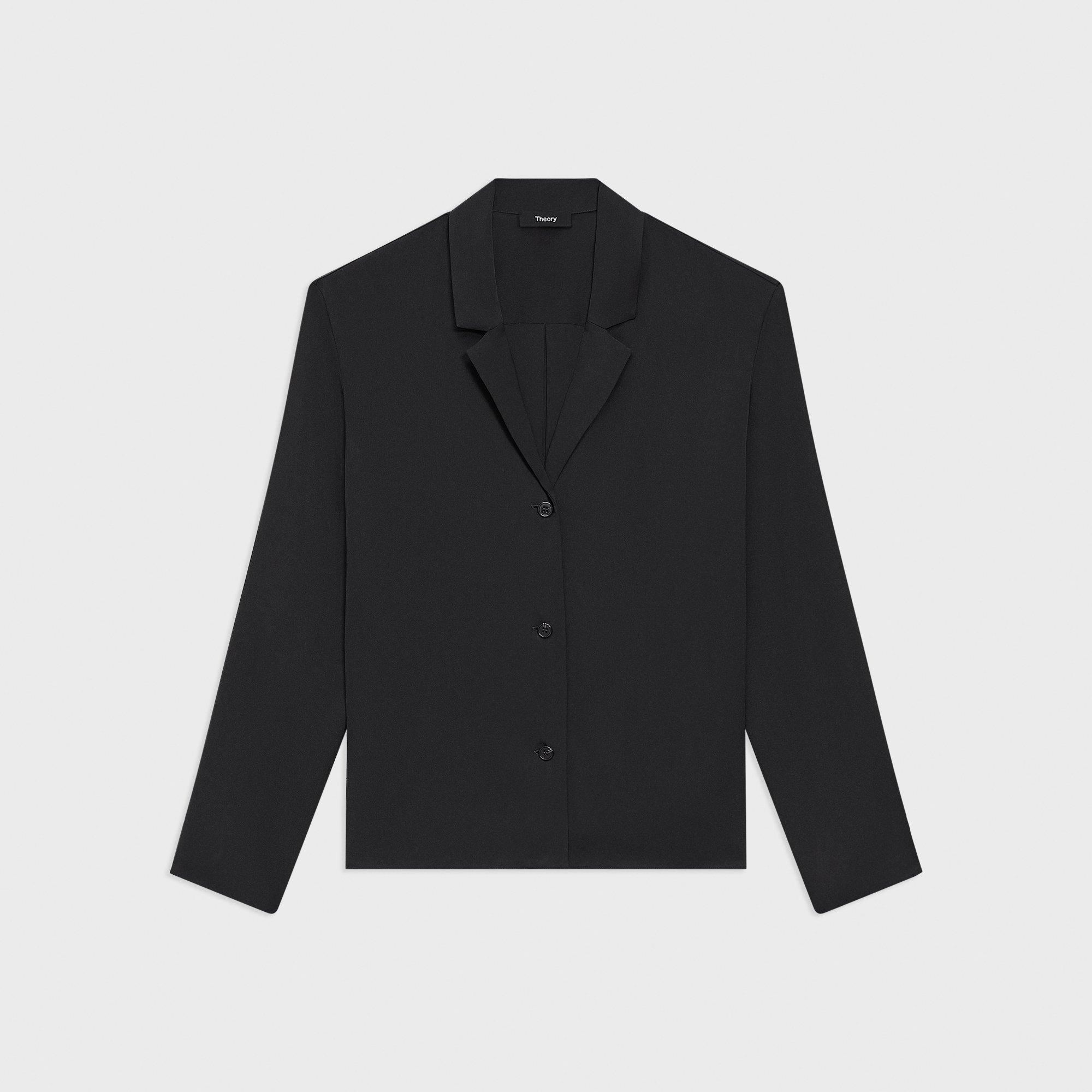 Silk Georgette Notched Lapel Blouse | Theory