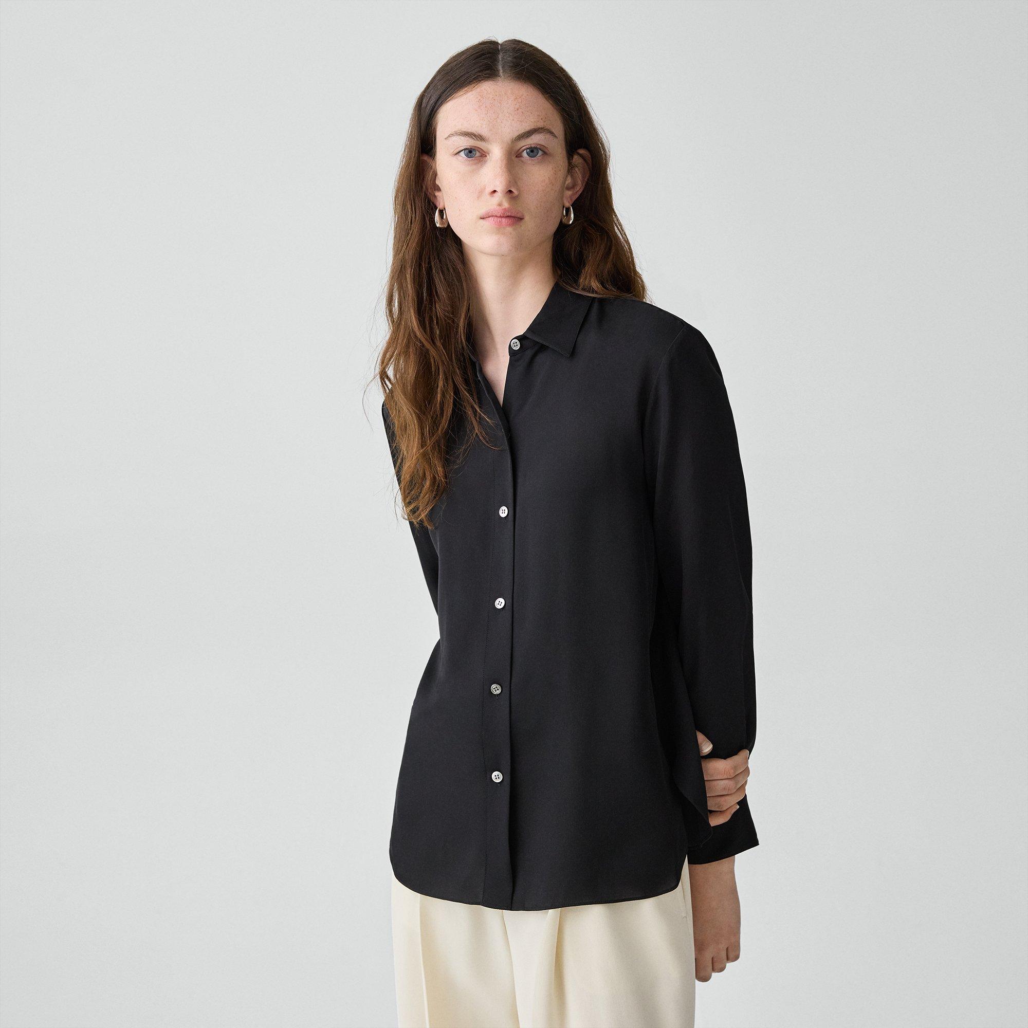 Straight Shirt in Silk Georgette