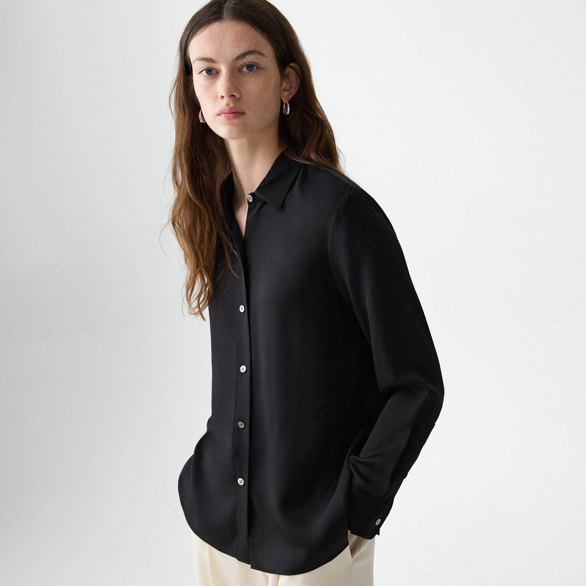 Straight Shirt in Silk Georgette