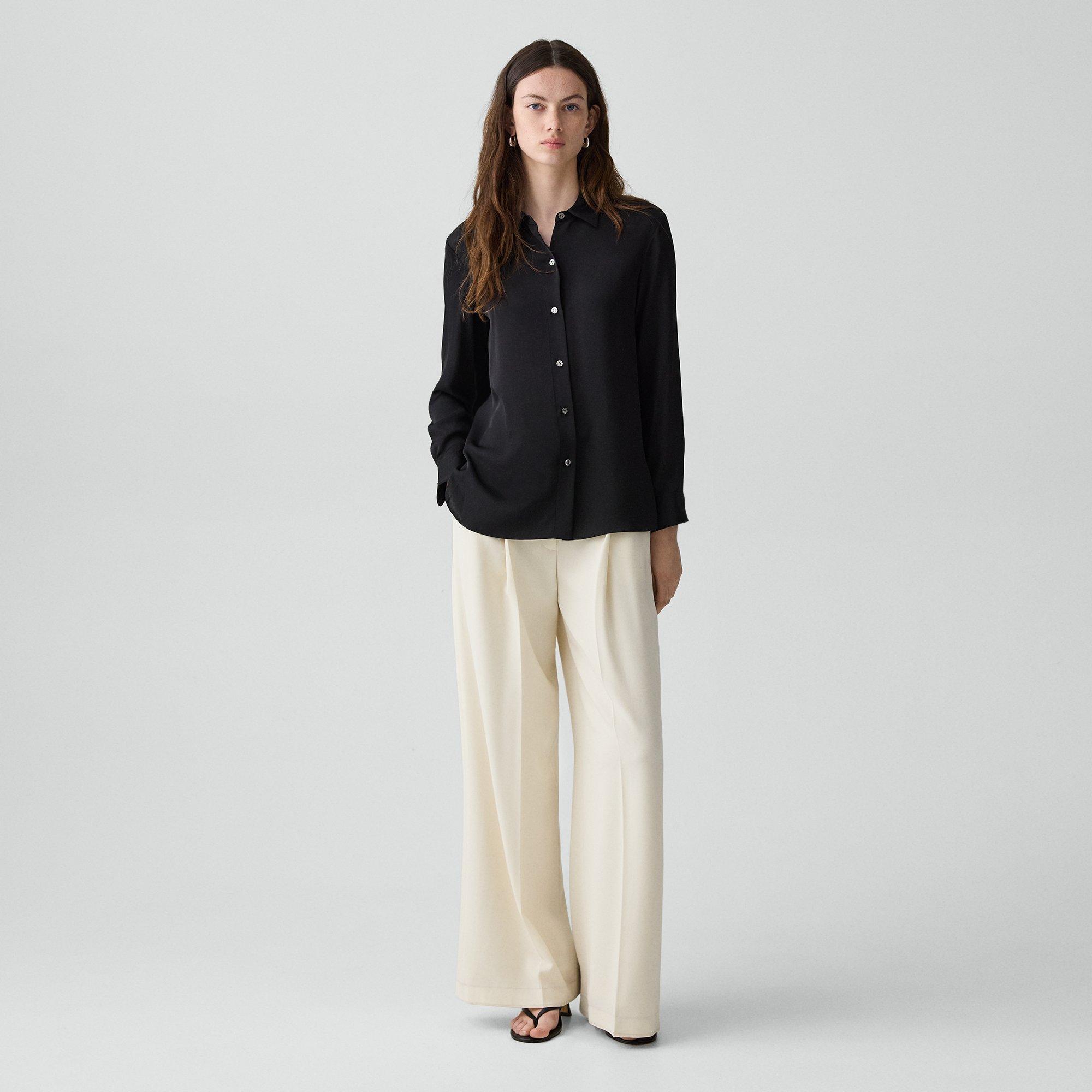 Straight Shirt in Silk Georgette