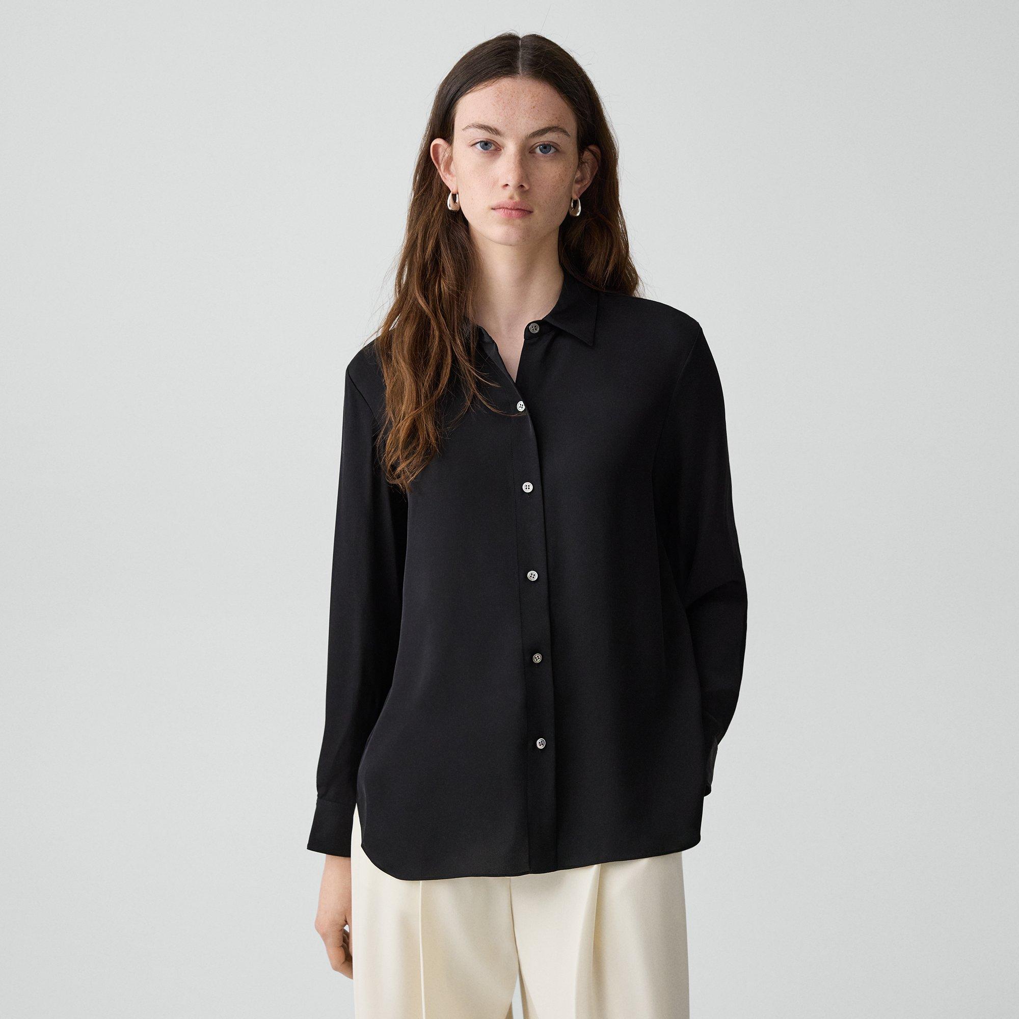 Straight Shirt in Silk Georgette