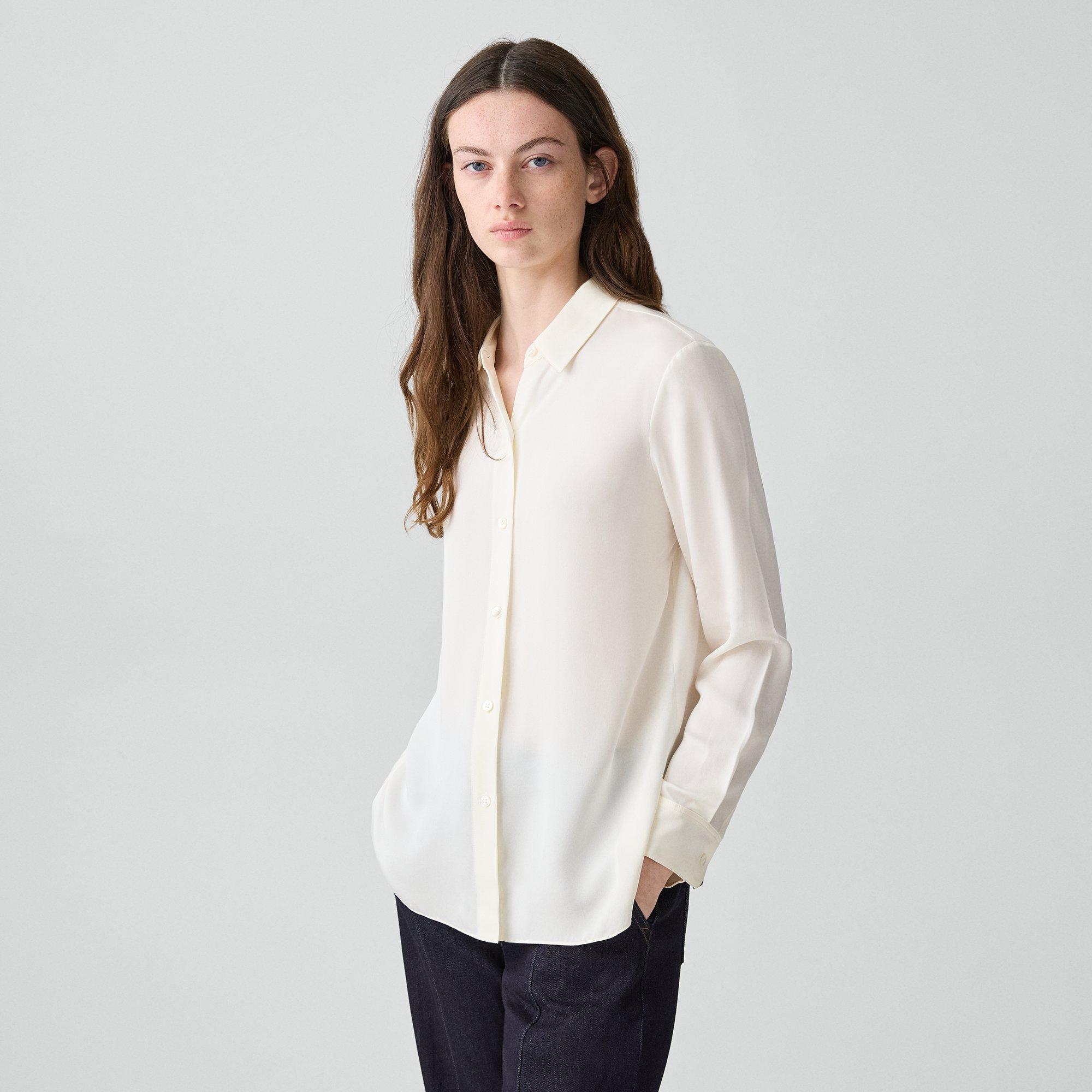 Straight Shirt in Silk Georgette
