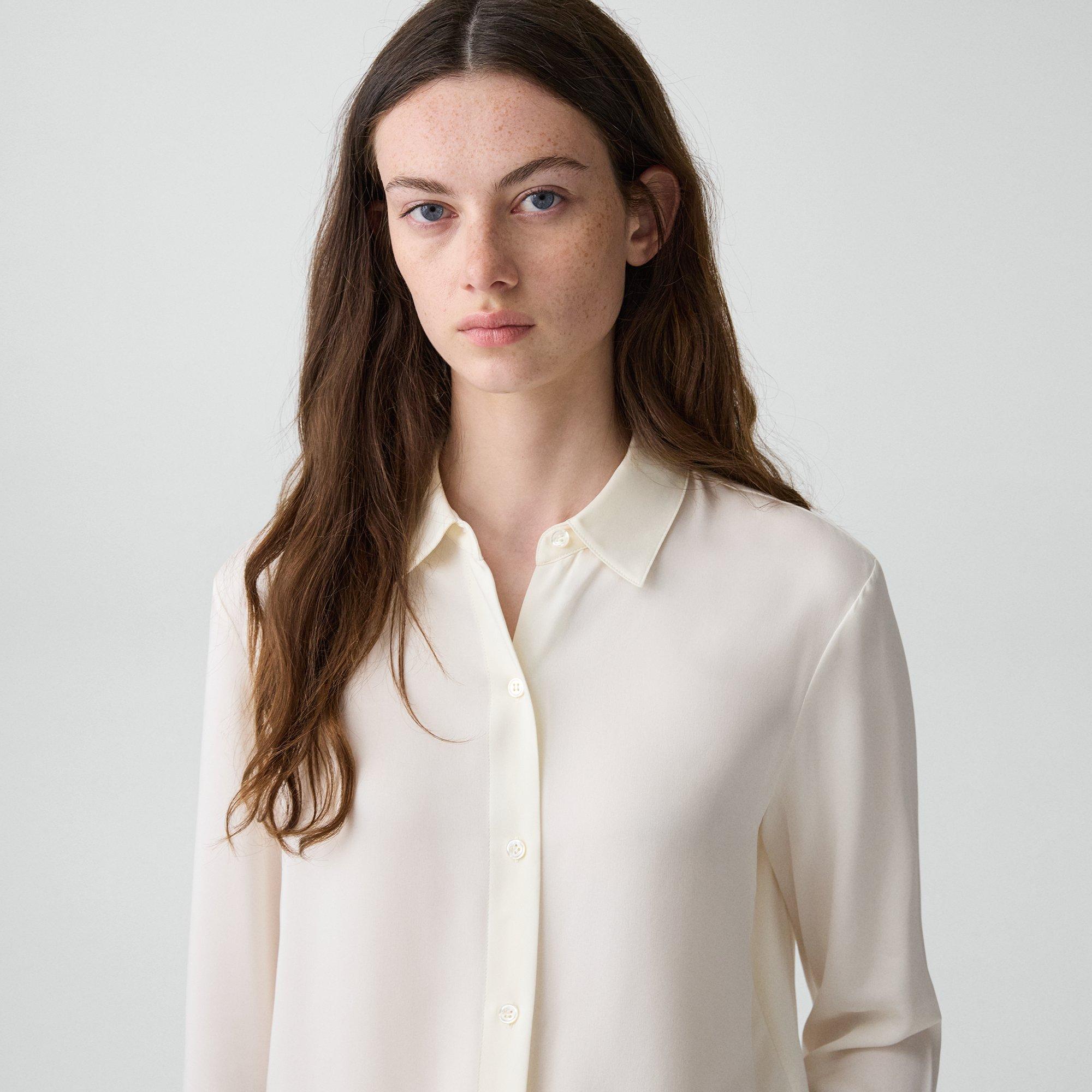 Straight Shirt in Silk Georgette