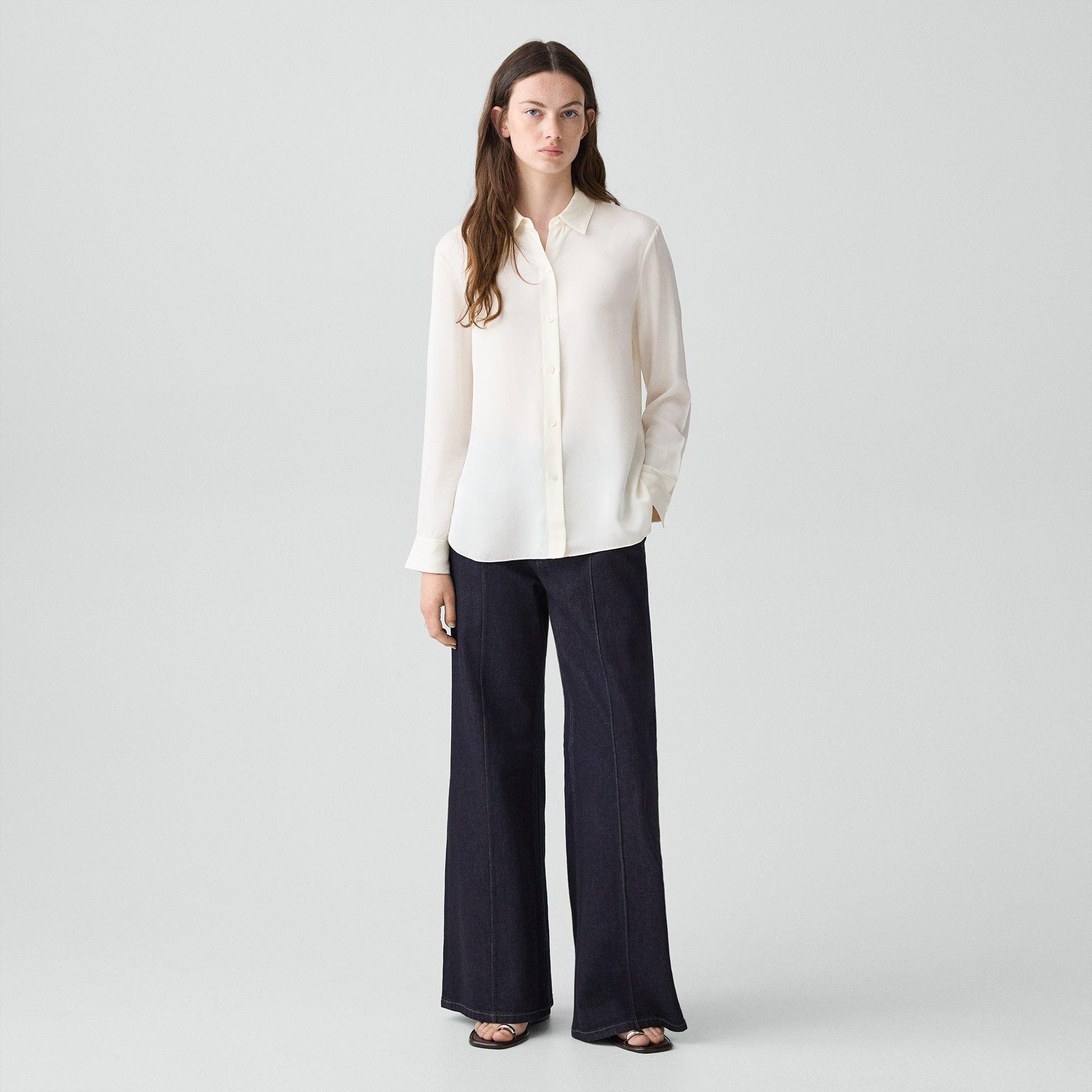 Straight Shirt in Silk Georgette