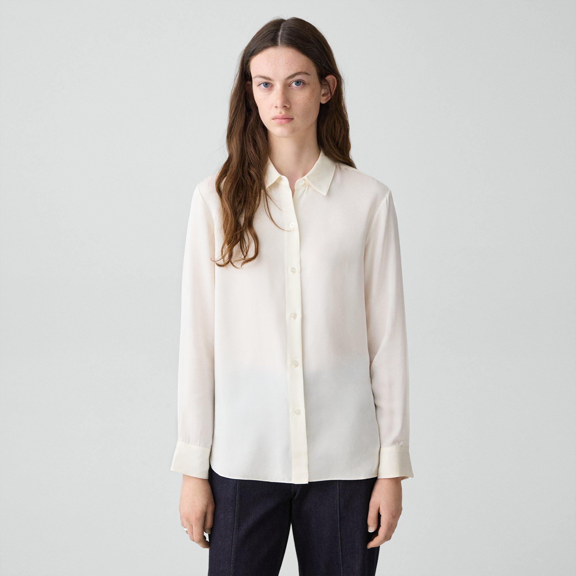 Straight Shirt in Silk Georgette