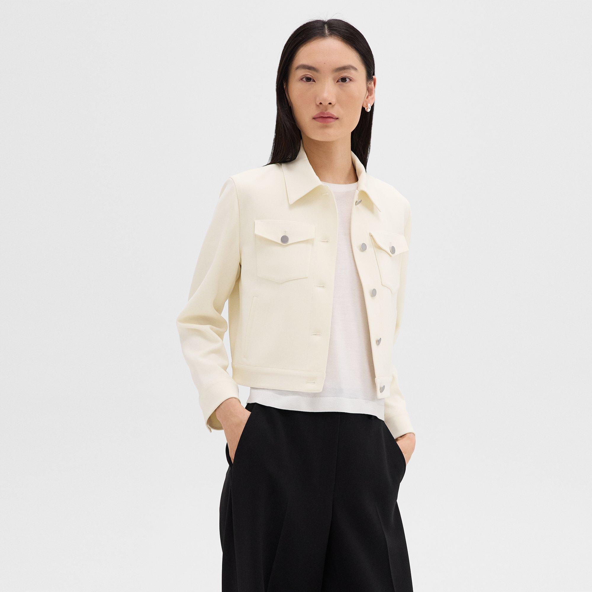 Shrunken Trucker Jacket in Admiral Crepe