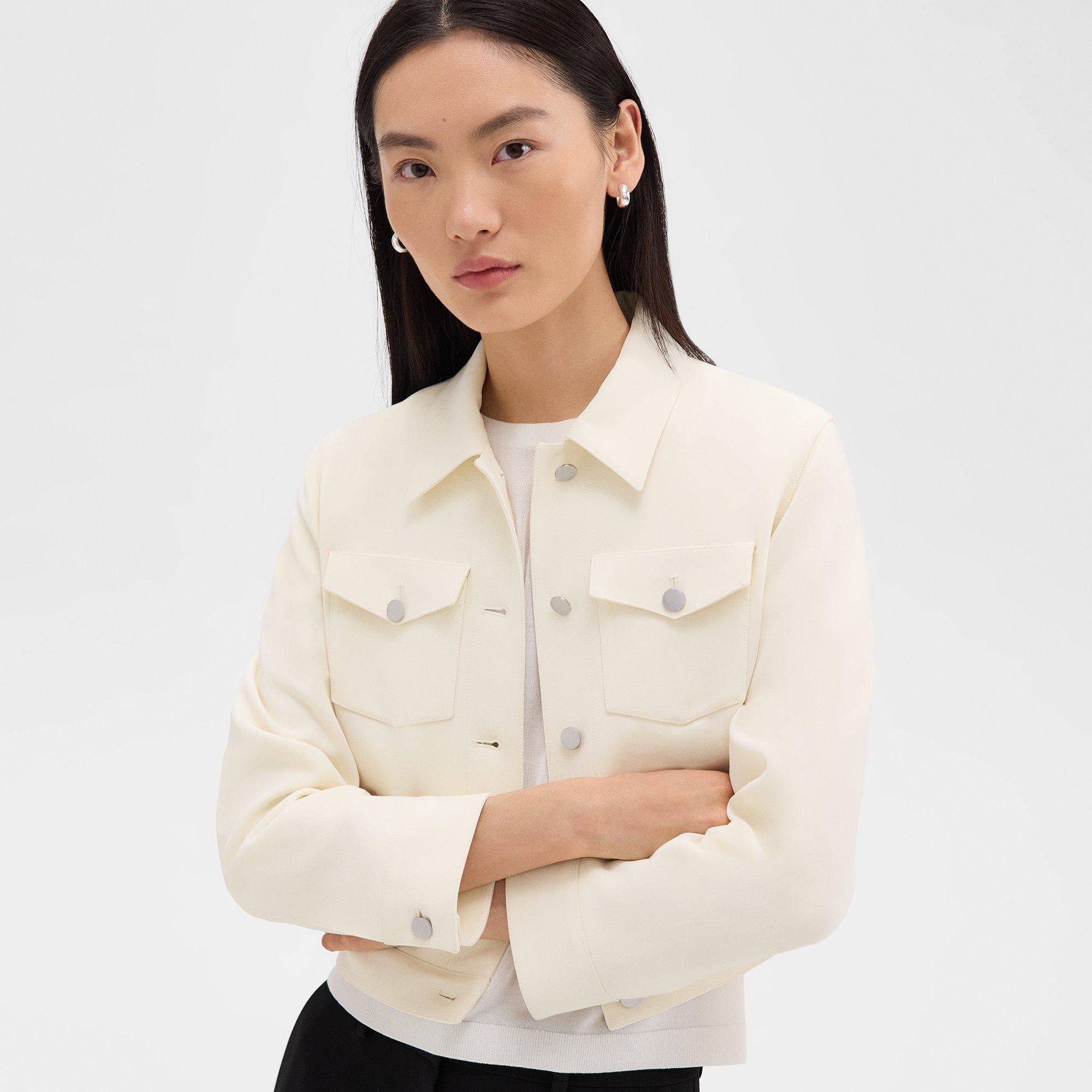 Shrunken Trucker Jacket in Admiral Crepe