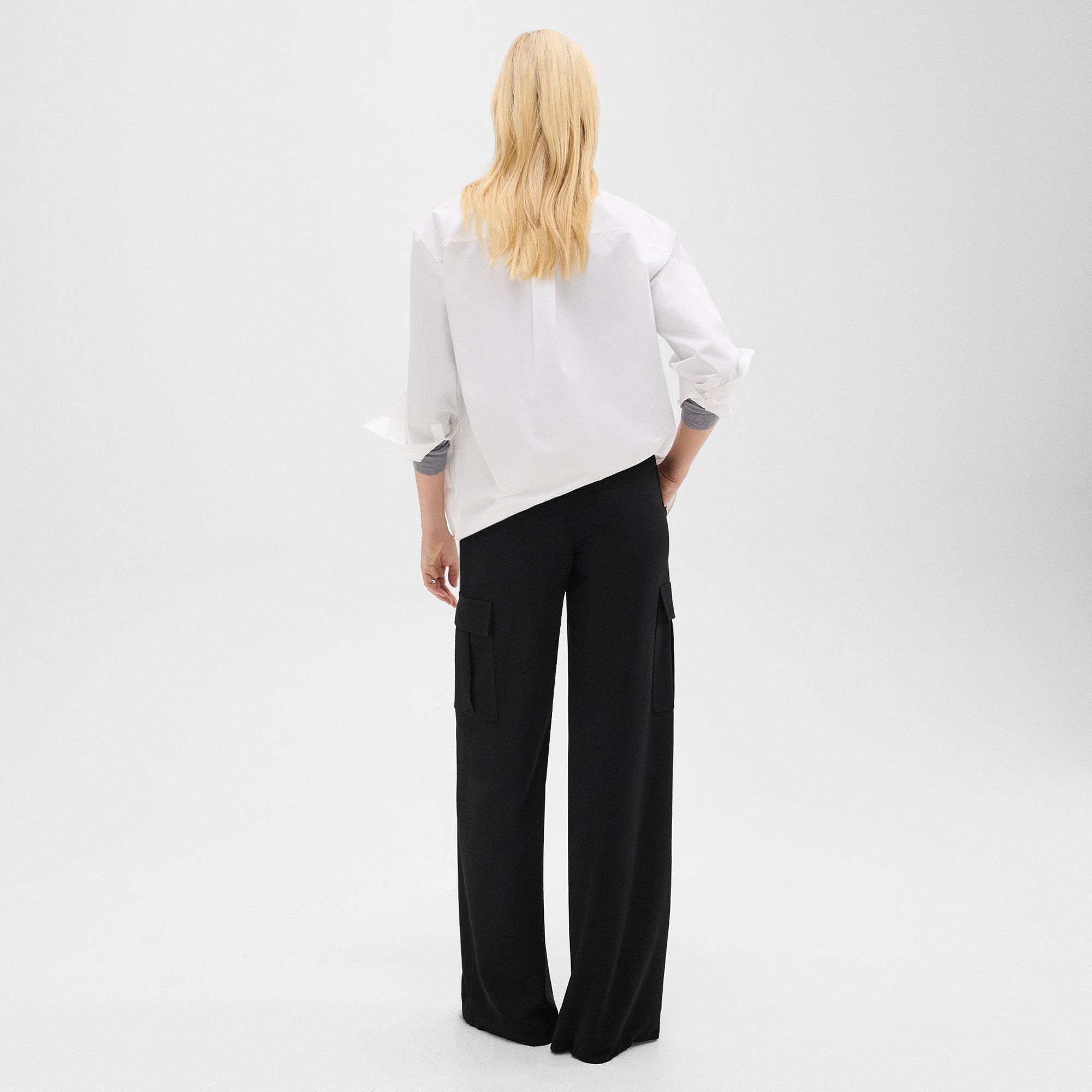 Wide-Leg Cargo Pant in Admiral Crepe
