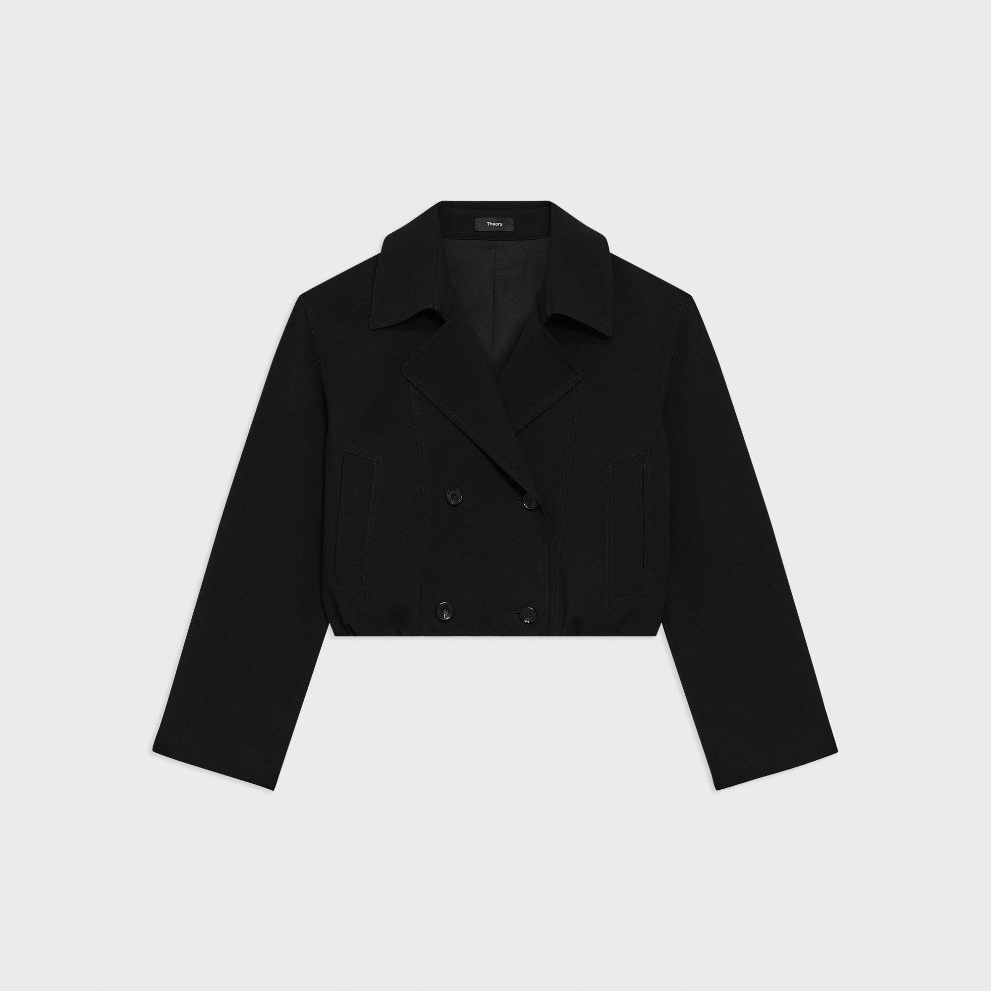 Admiral Crepe Double-Breasted Crop Trench | Theory