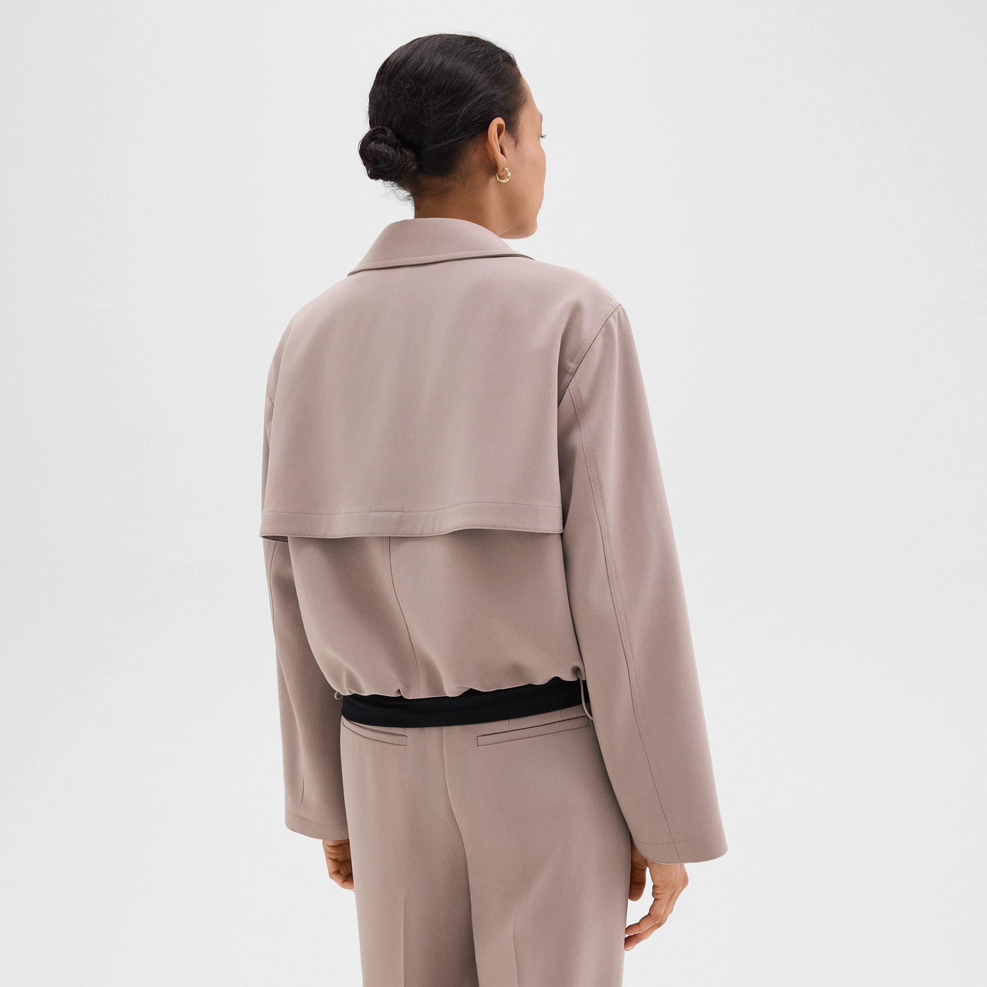 Double-Breasted Crop Trench in Admiral Crepe