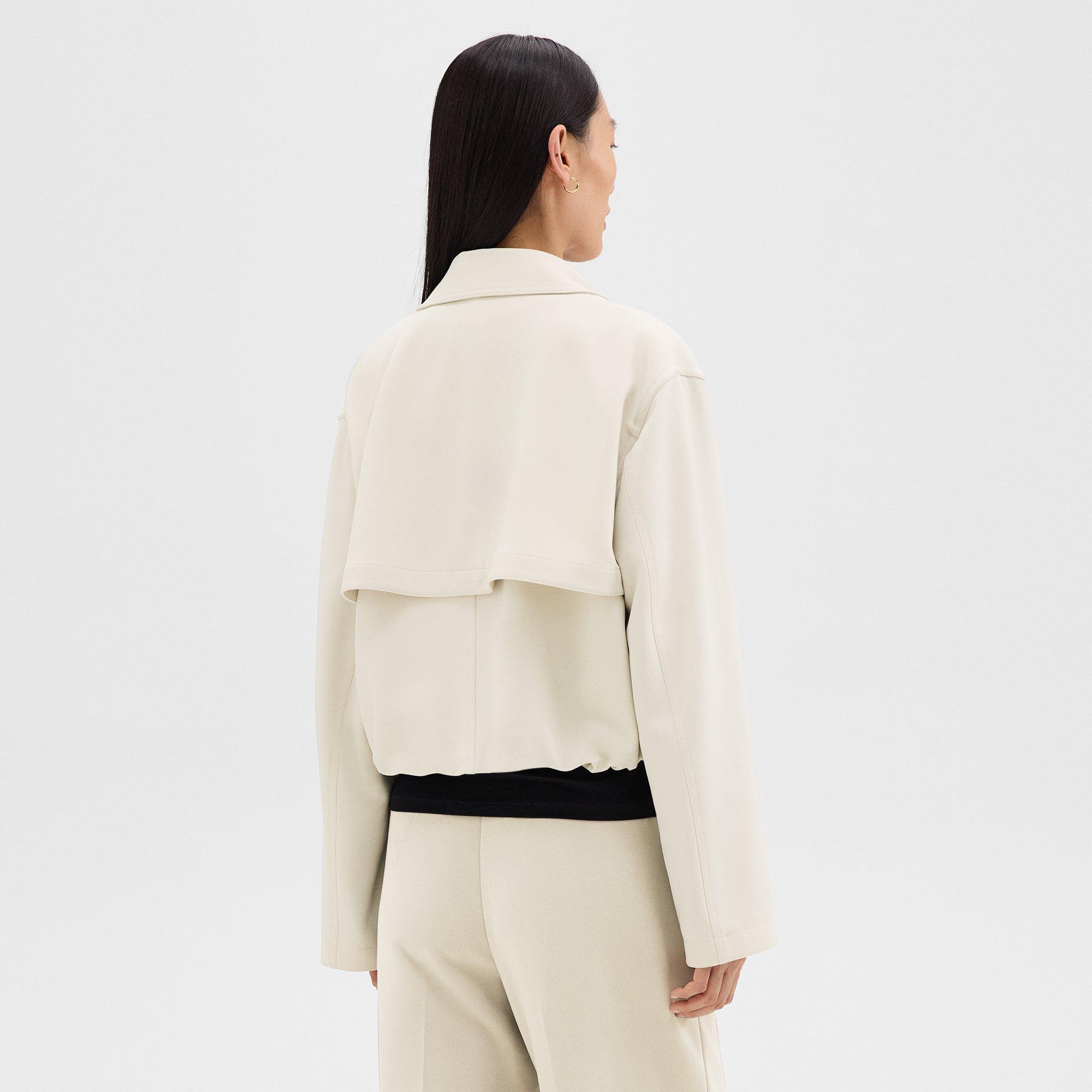 Double-Breasted Crop Trench in Admiral Crepe