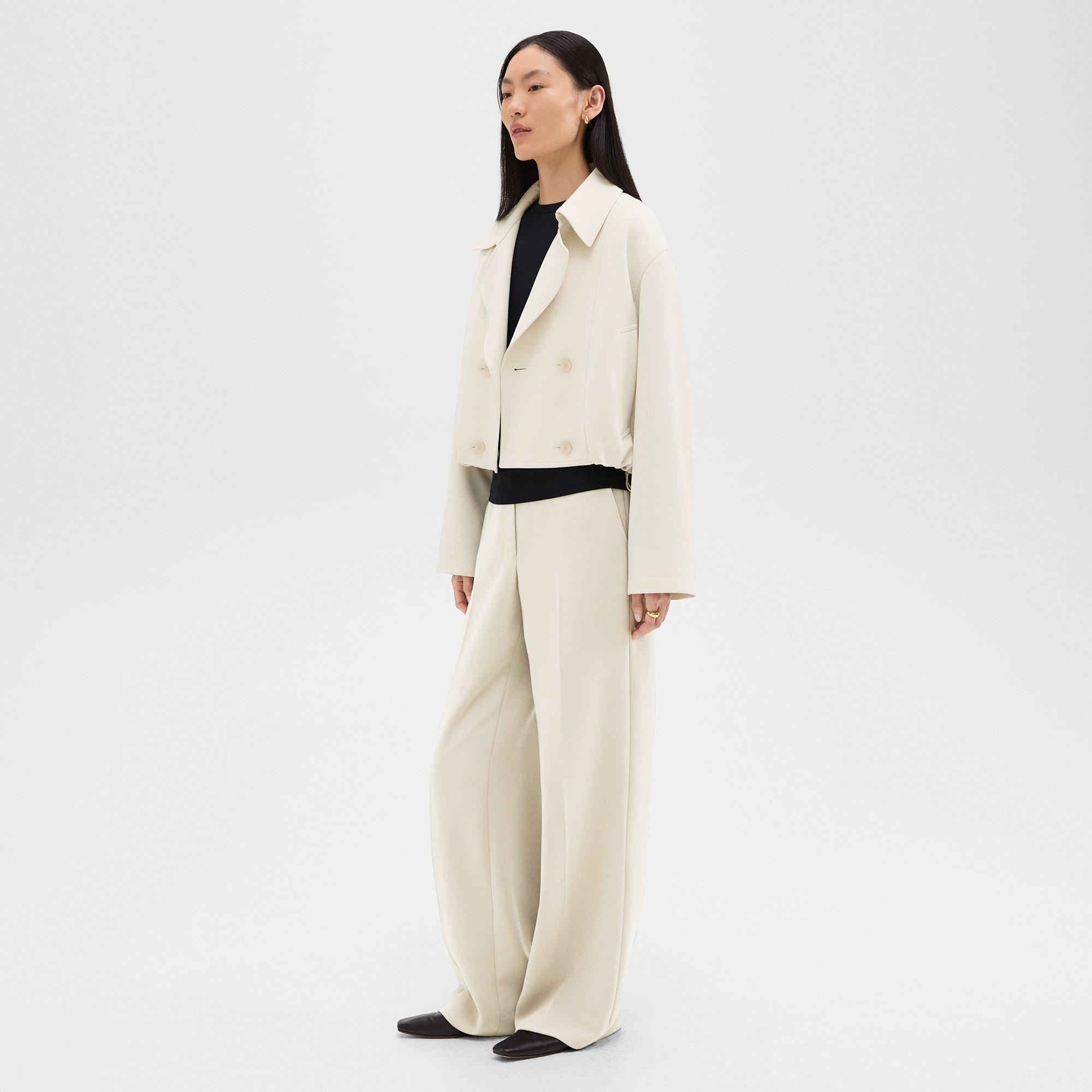 Double-Breasted Crop Trench in Admiral Crepe