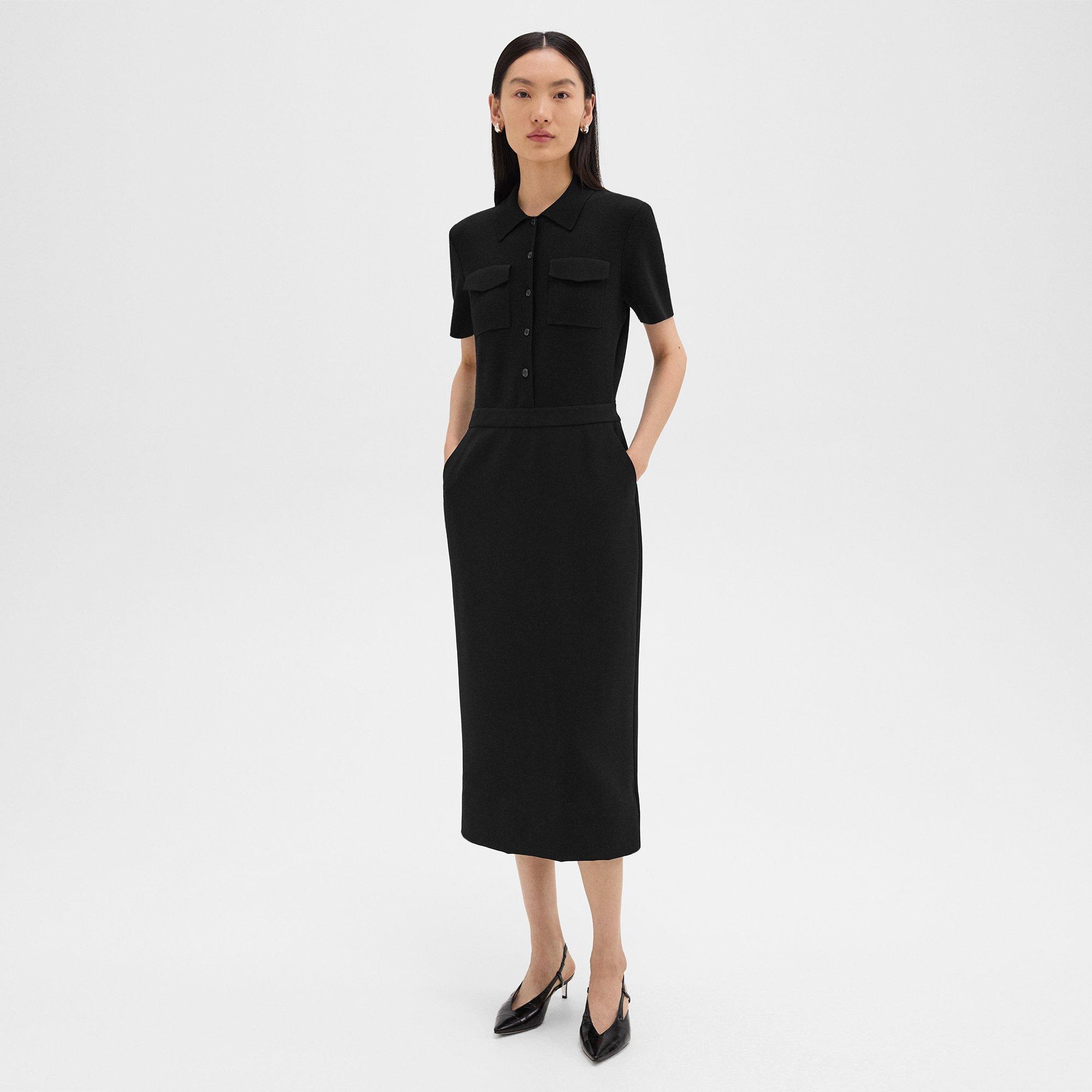 Military Midi Dress in Admiral Crepe