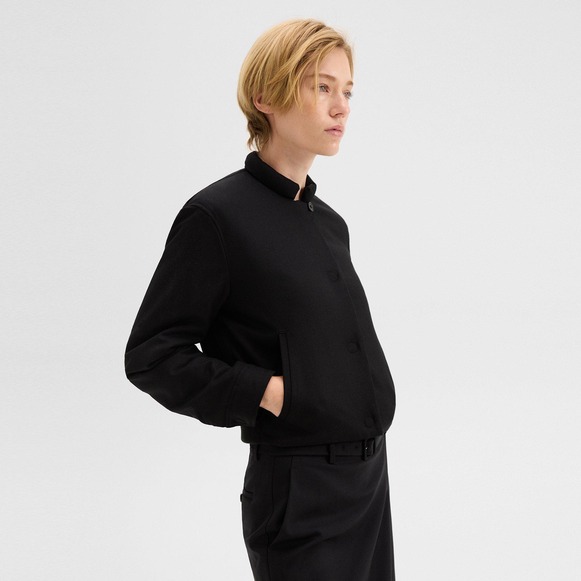 Stretch Flannel Cropped Jacket | Theory