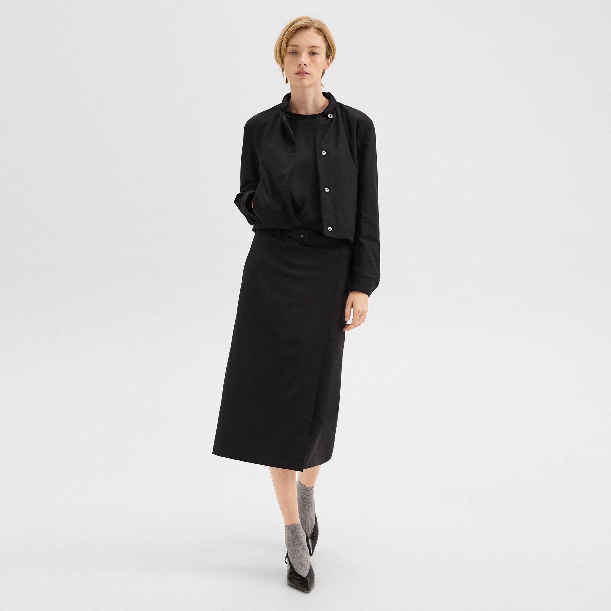 Stretch Flannel Cropped Jacket | Theory