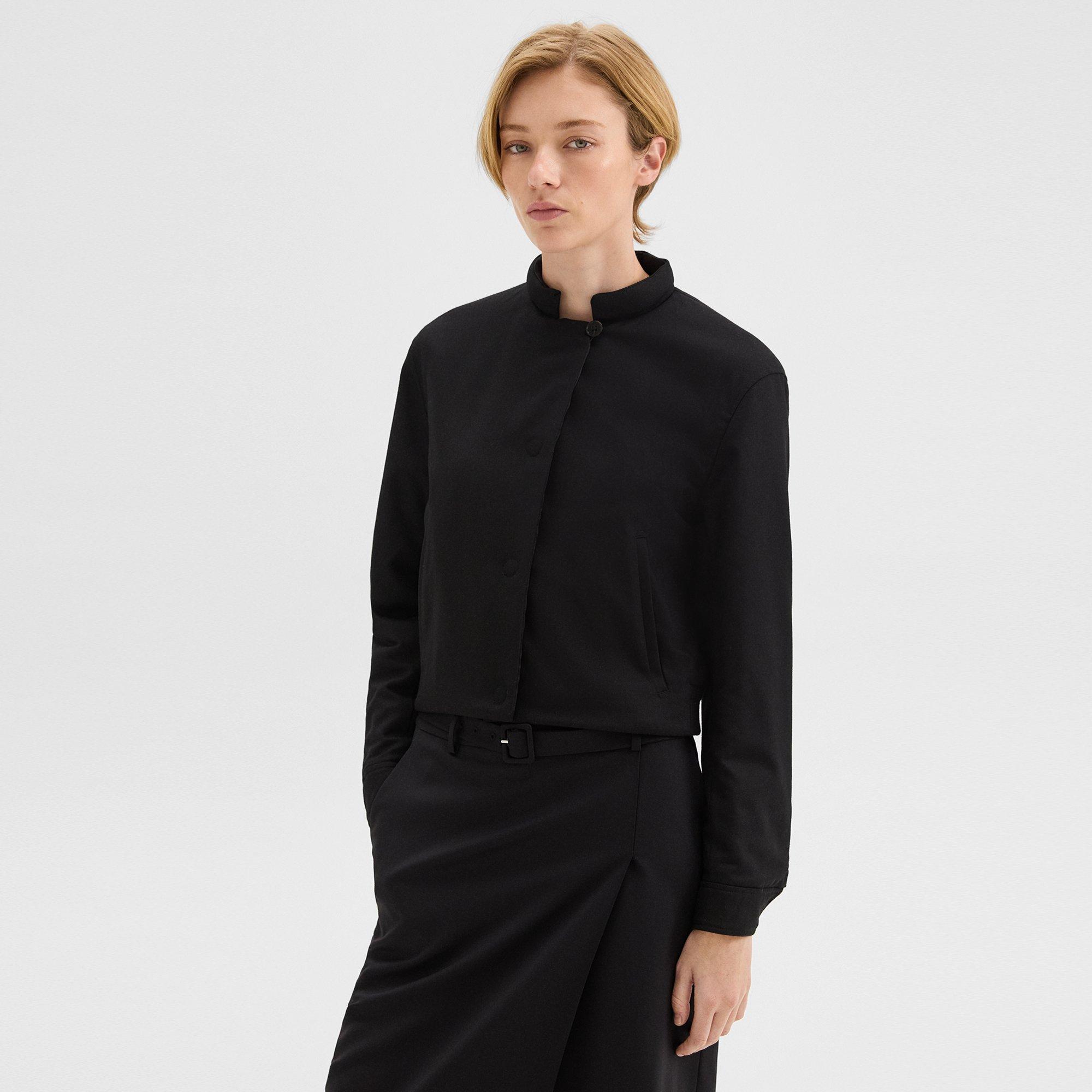Stretch Flannel Cropped Jacket | Theory