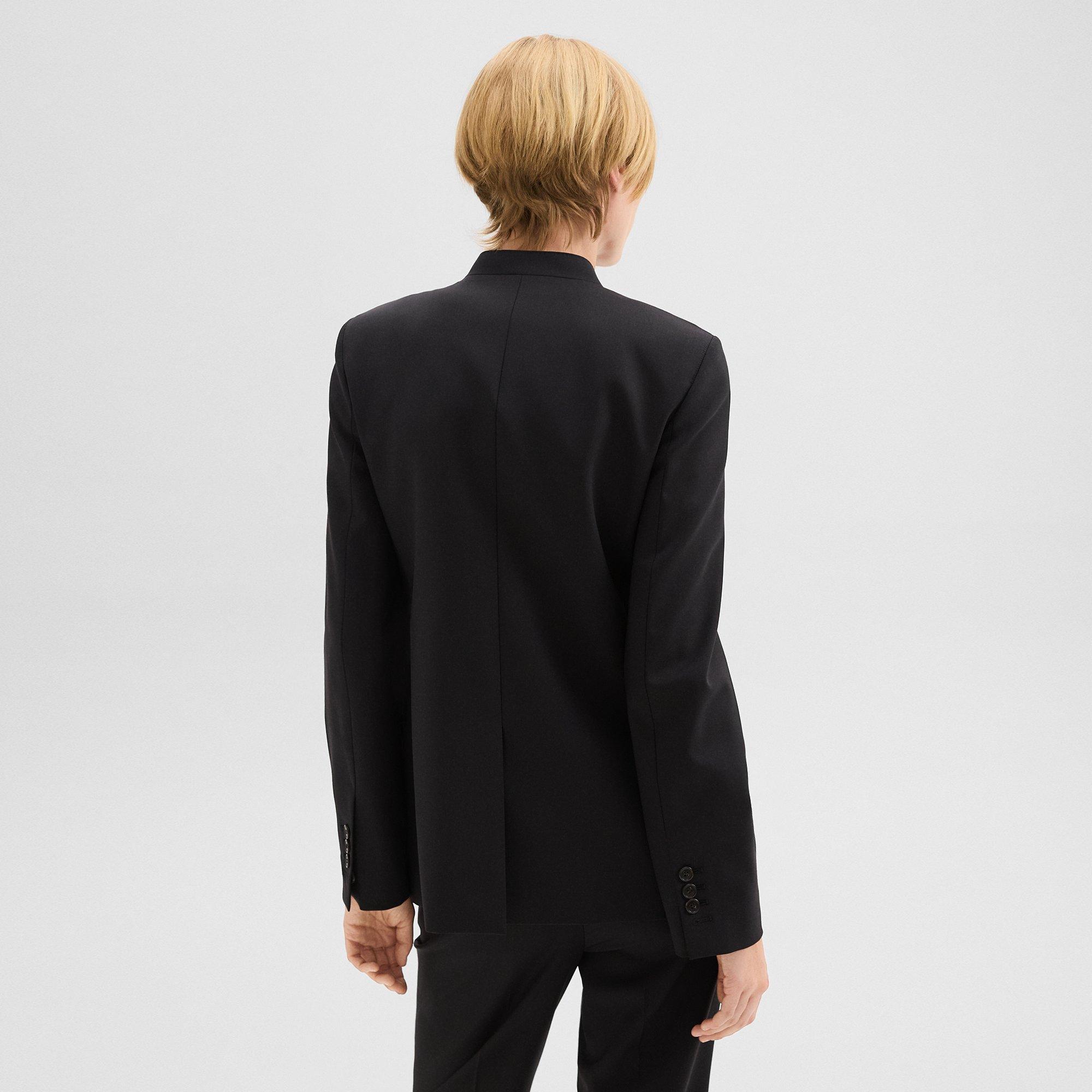 Stand-Collar Blazer in Wool Gabardine