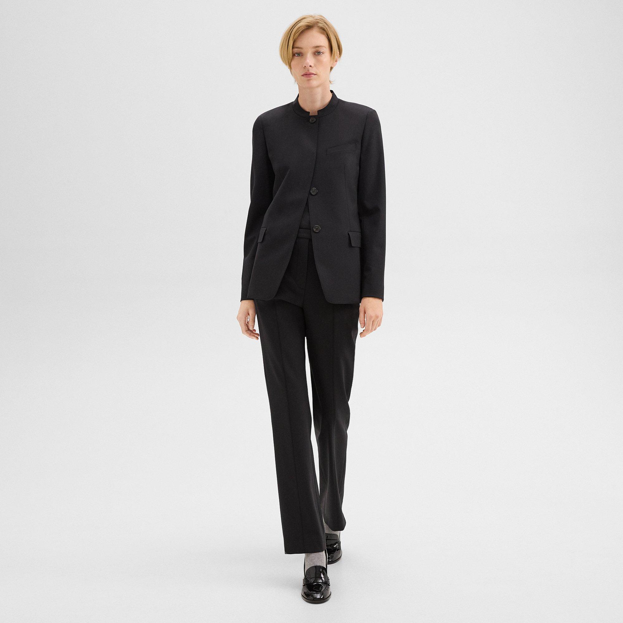 Stand-Collar Blazer in Wool Gabardine