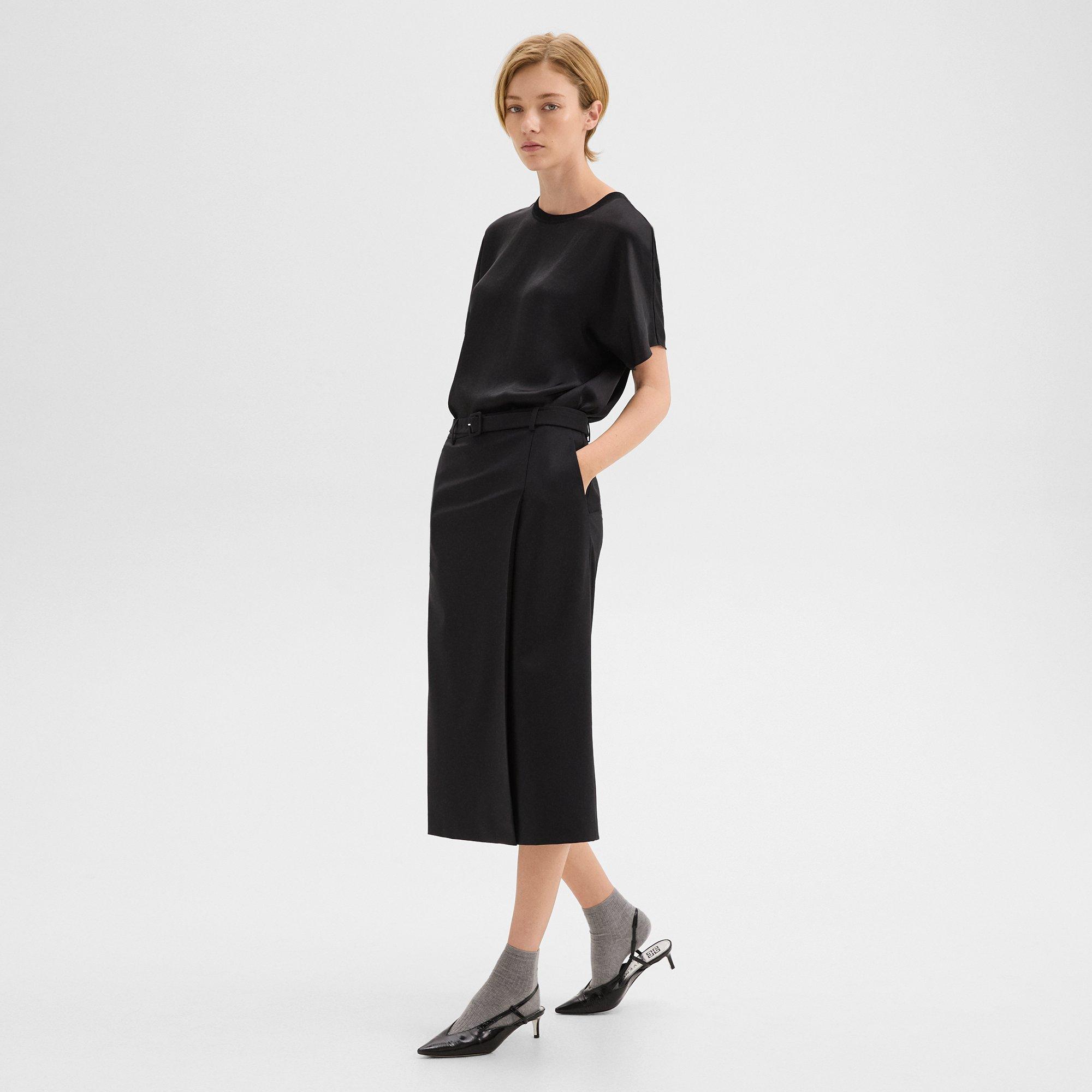 Trouser Skirt in Wool Gabardine