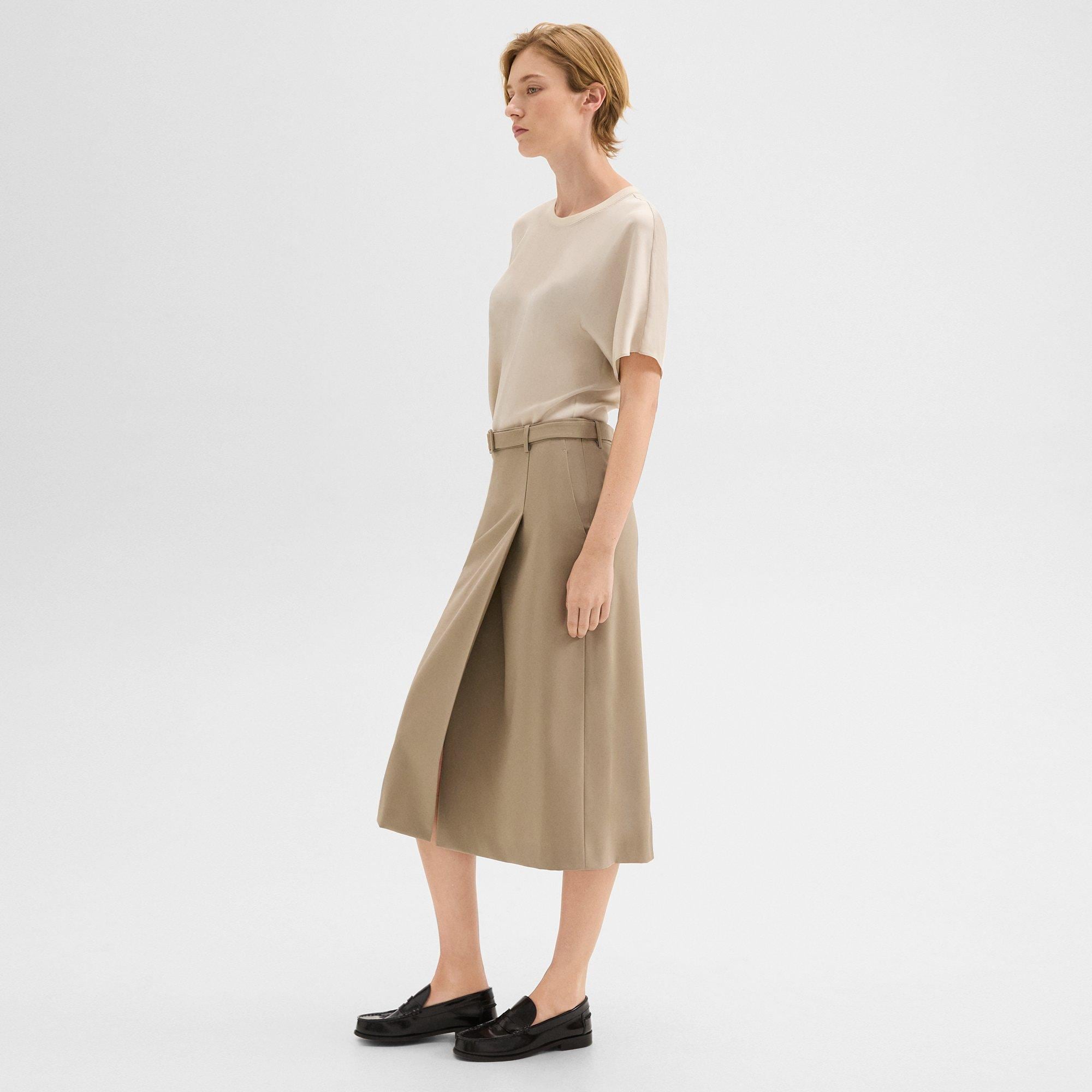 Trouser Skirt in Wool Gabardine