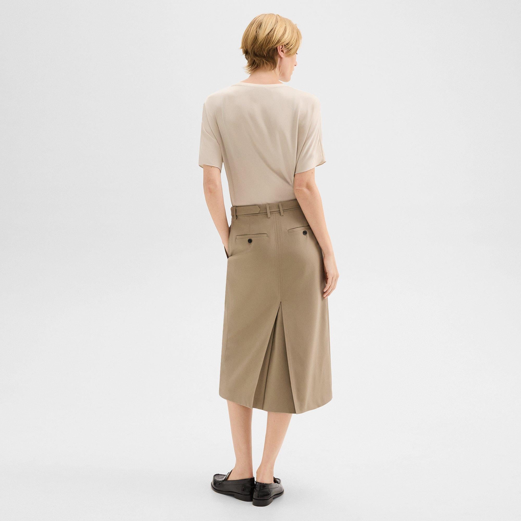 Trouser Skirt in Wool Gabardine