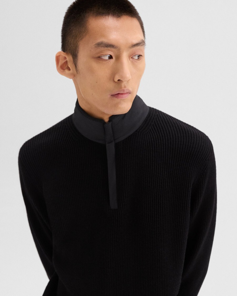 Nylon-Wool Quarter-Zip Pullover | Theory Nylon-Wool Quarter-Zip Pullover | Theory