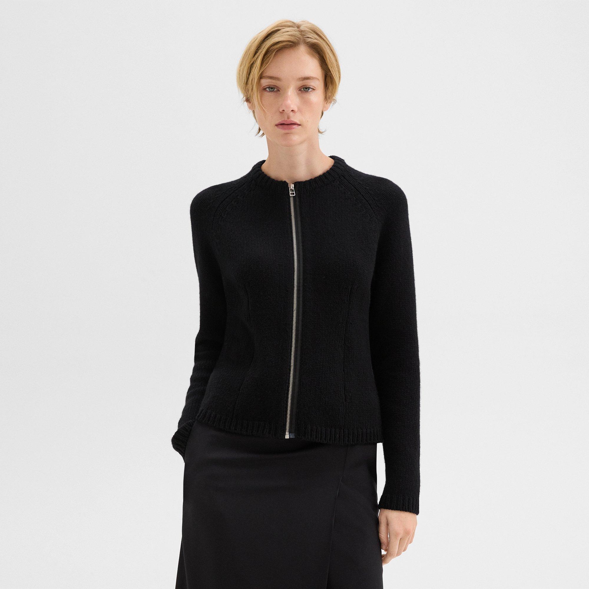 Zip-Up Cardigan in Felted Wool-Cashmere