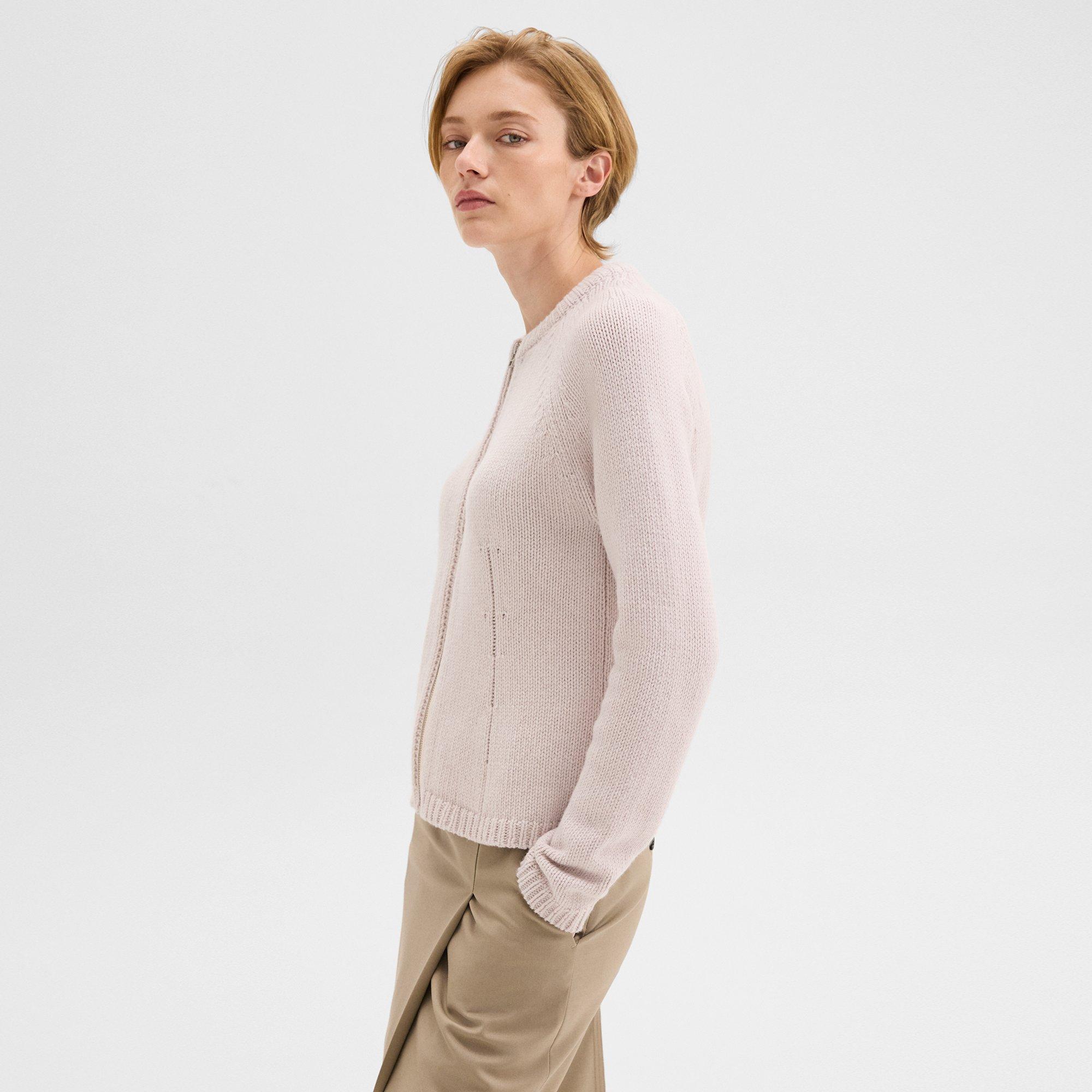 Zip-Up Cardigan in Felted Wool-Cashmere