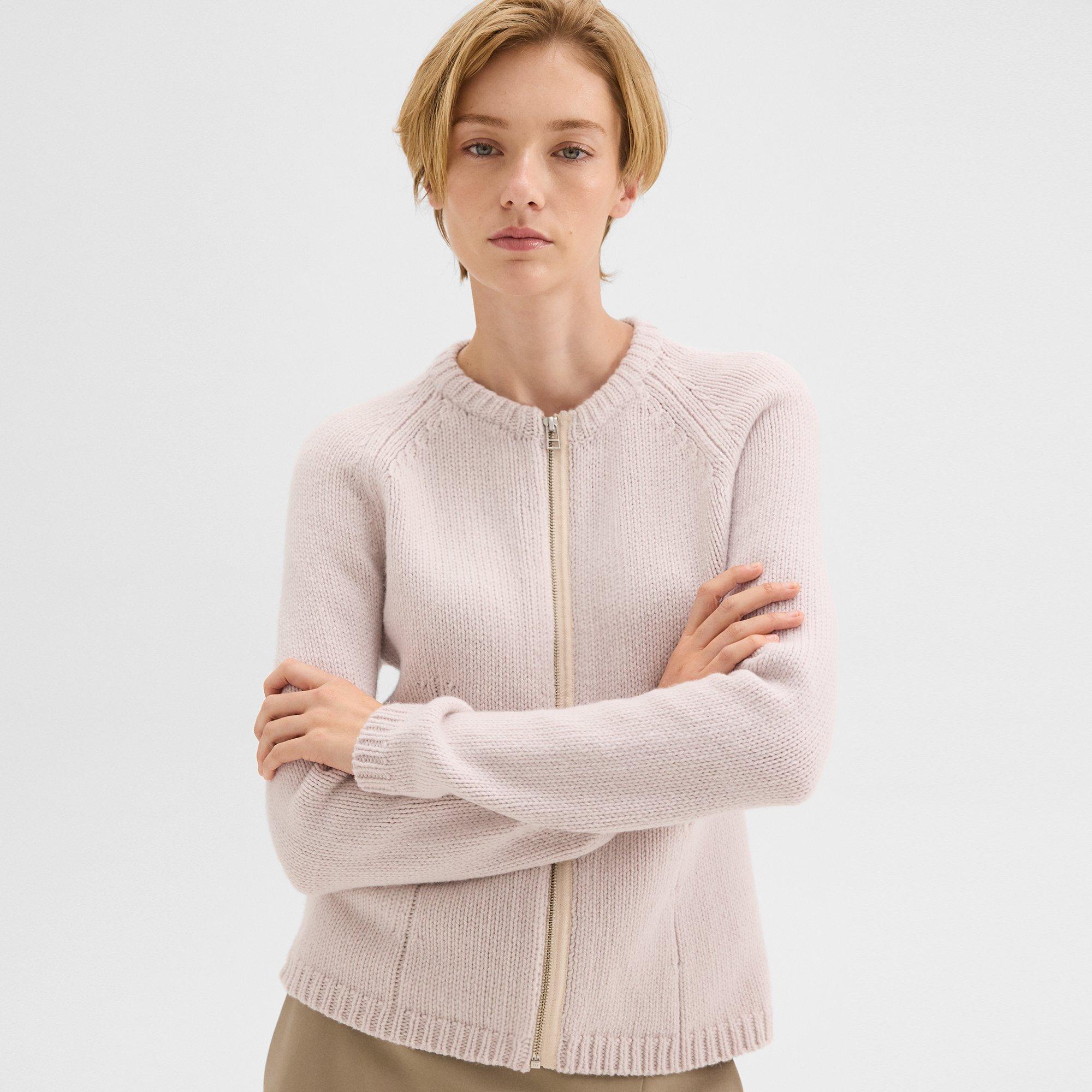 Zip-Up Cardigan in Felted Wool-Cashmere