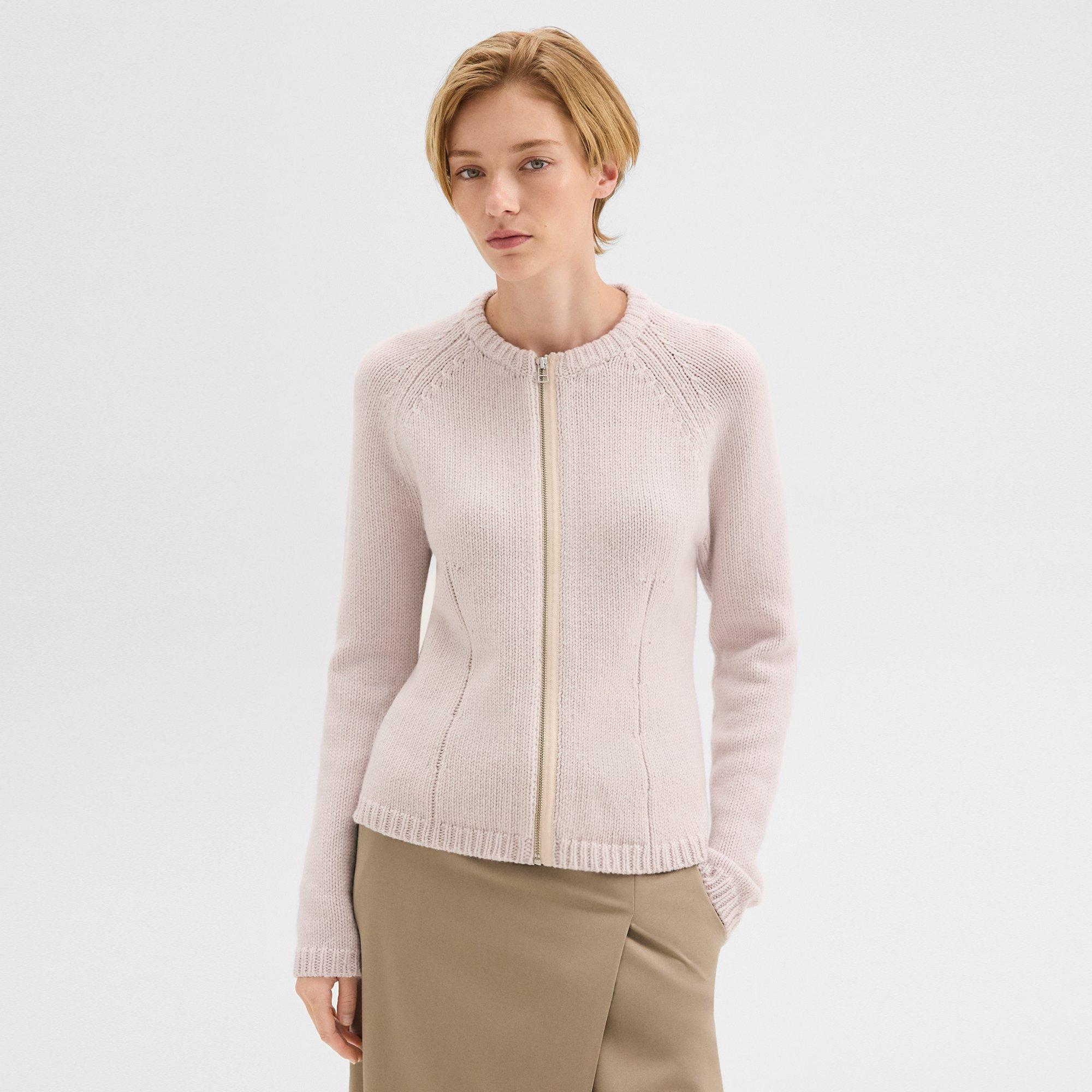 Zip-Up Cardigan in Felted Wool-Cashmere