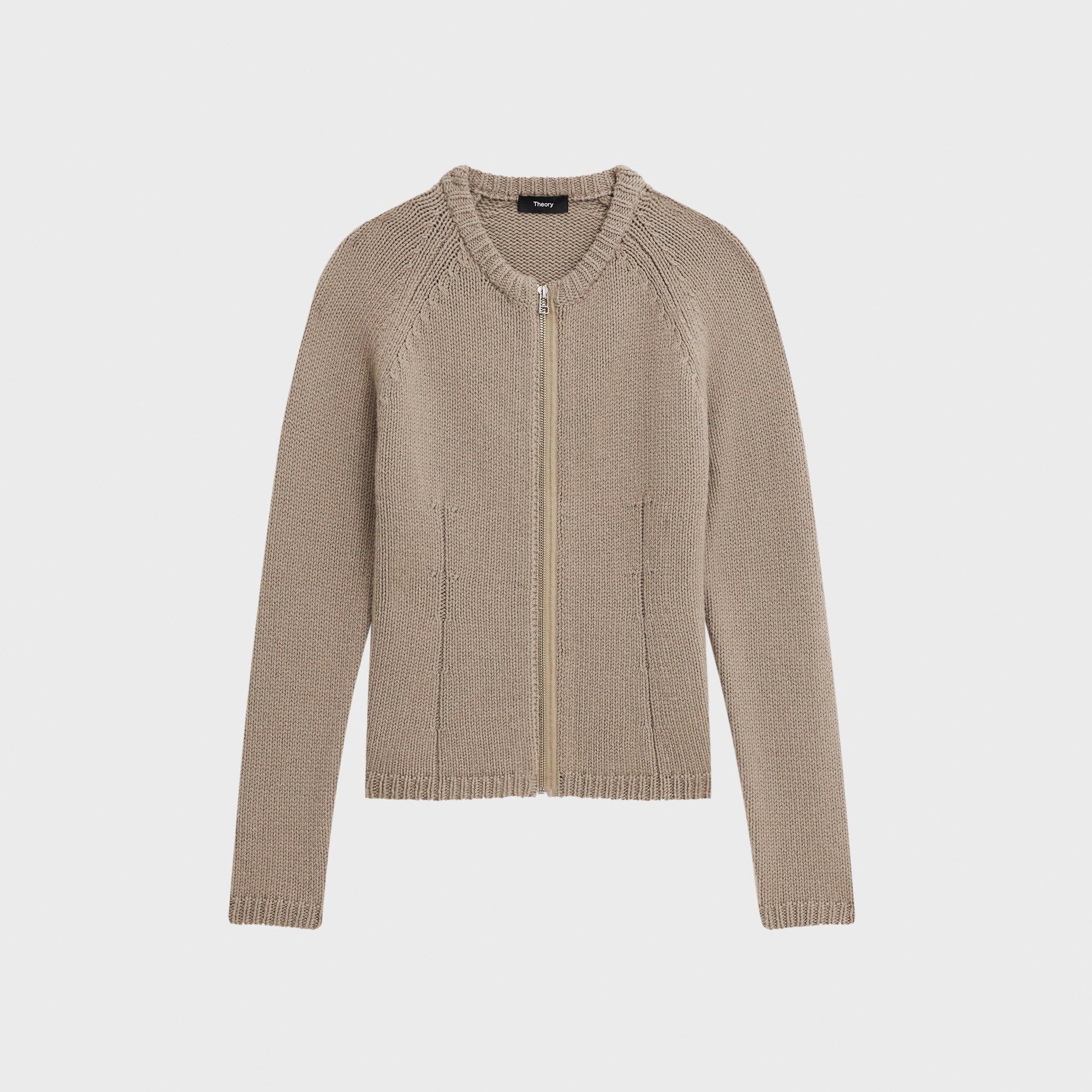 Zip-Up Cardigan in Felted Wool-Cashmere