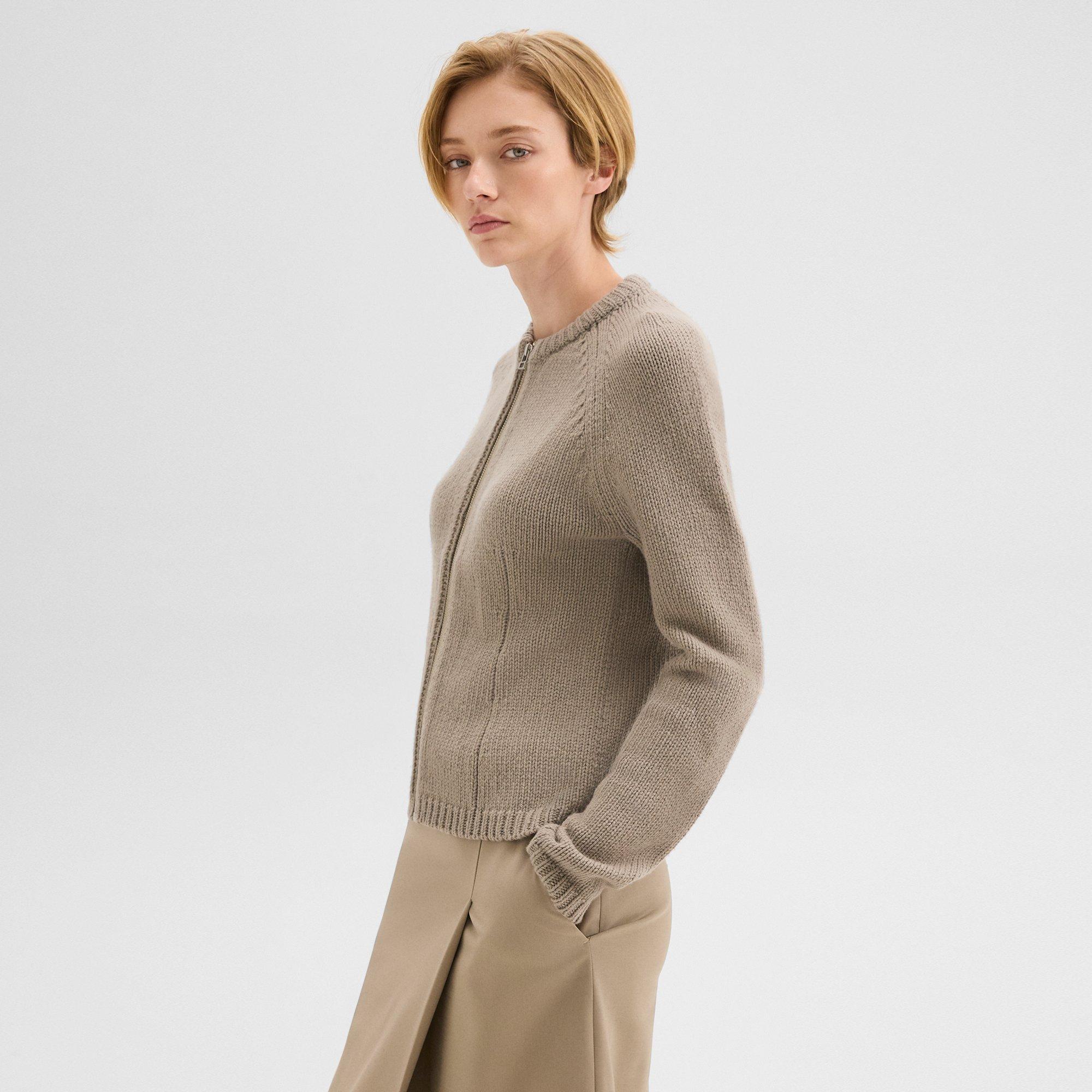 Zip-Up Cardigan in Felted Wool-Cashmere