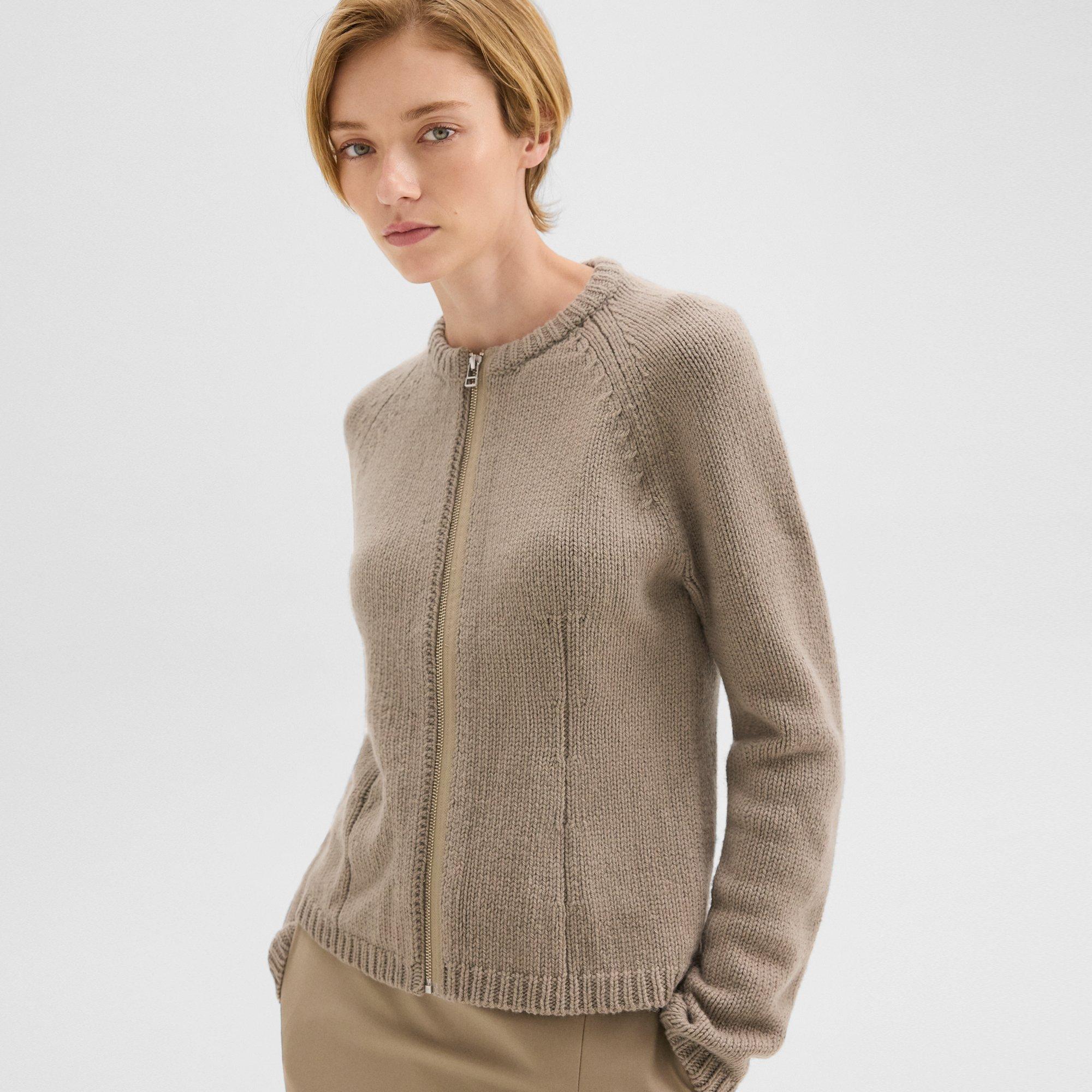 Zip-Up Cardigan in Felted Wool-Cashmere