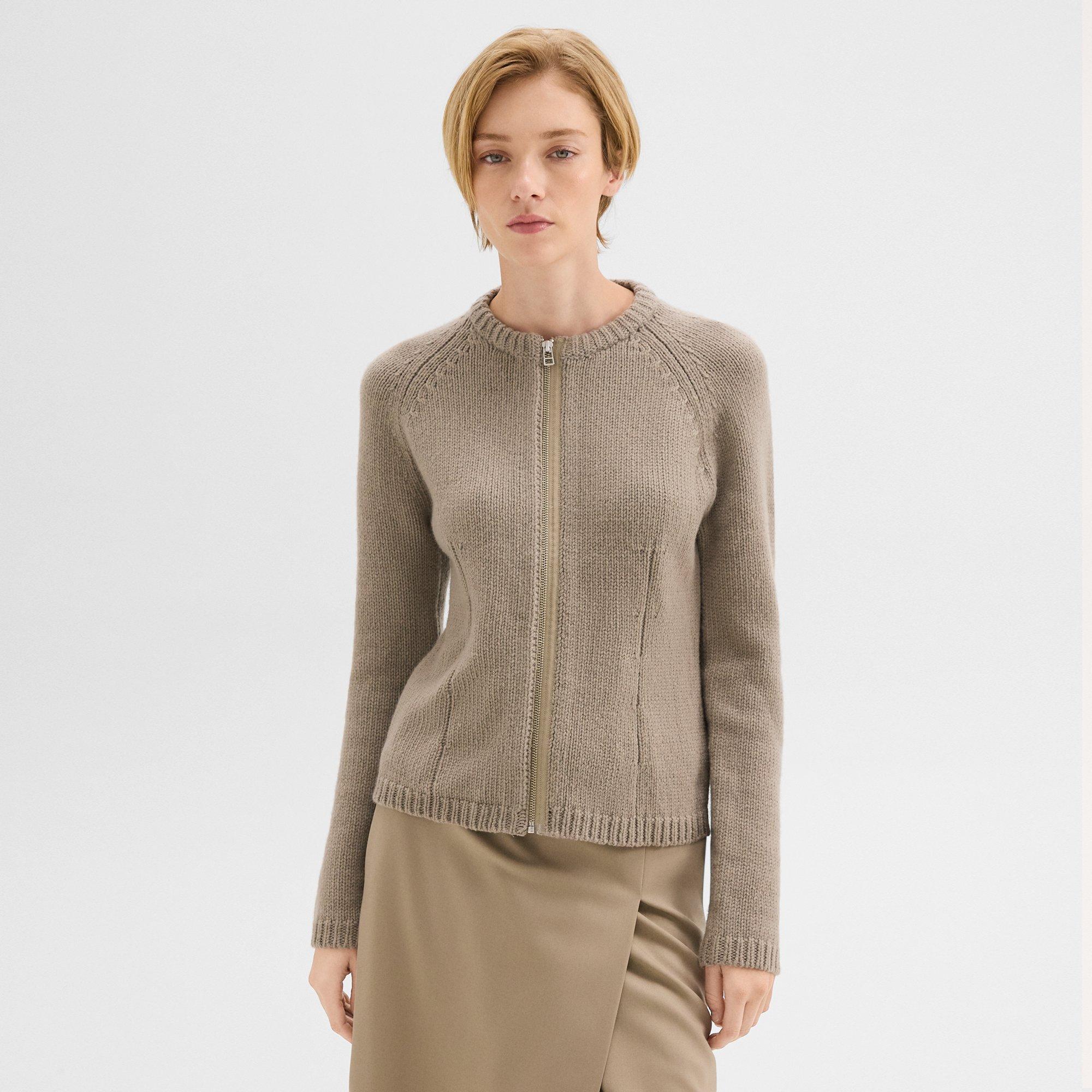 Zip-Up Cardigan in Felted Wool-Cashmere