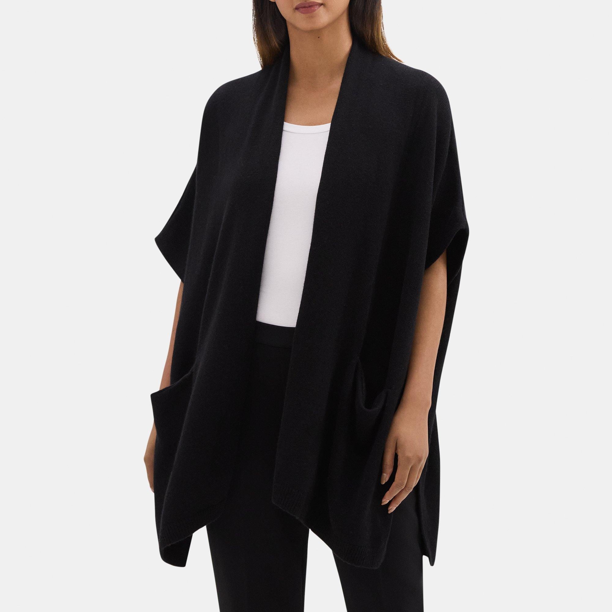Knit Poncho in Wool-Cashmere