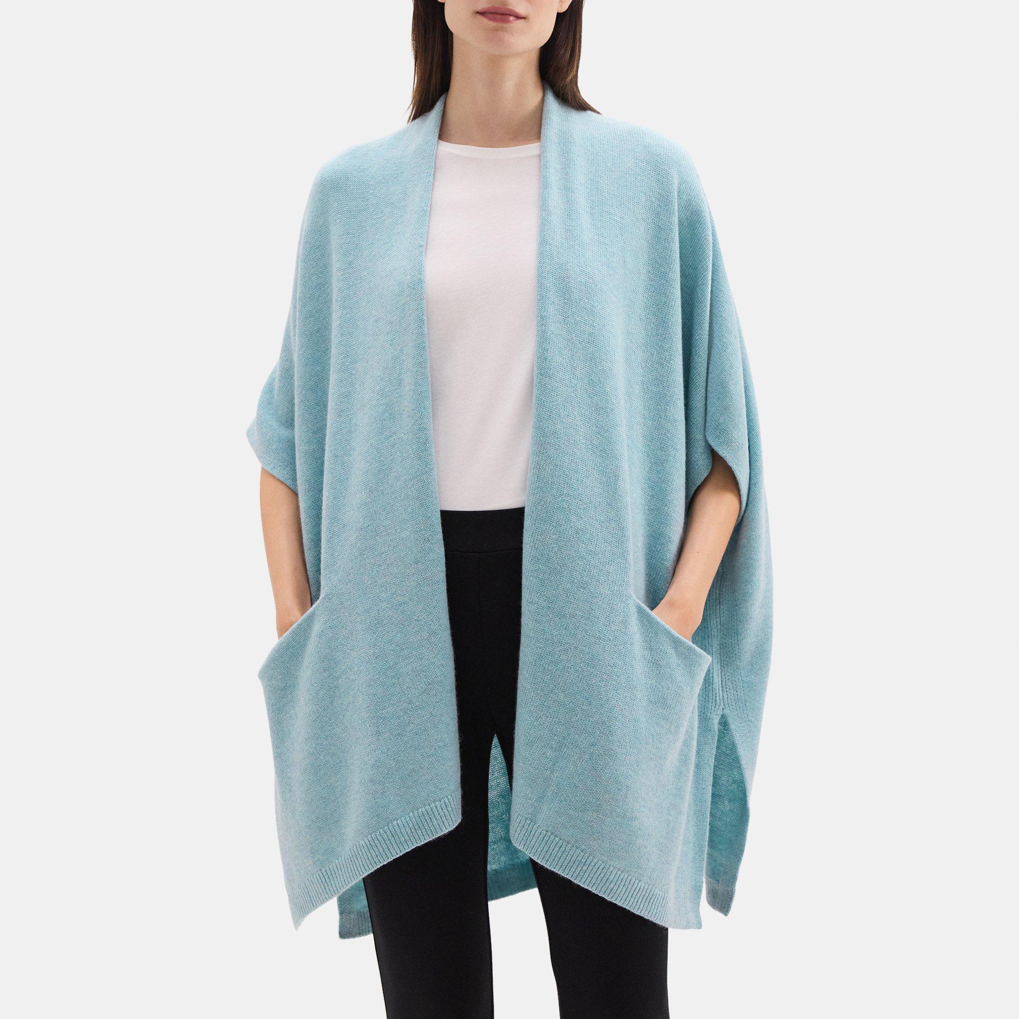 Knit Poncho in Wool-Cashmere