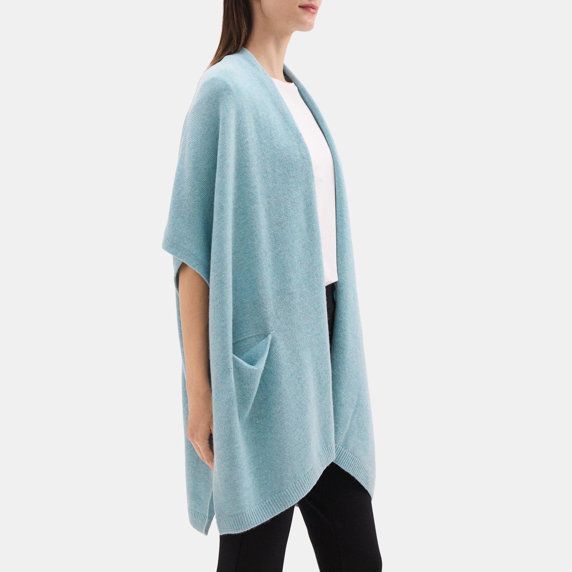 Knit Poncho in Wool-Cashmere