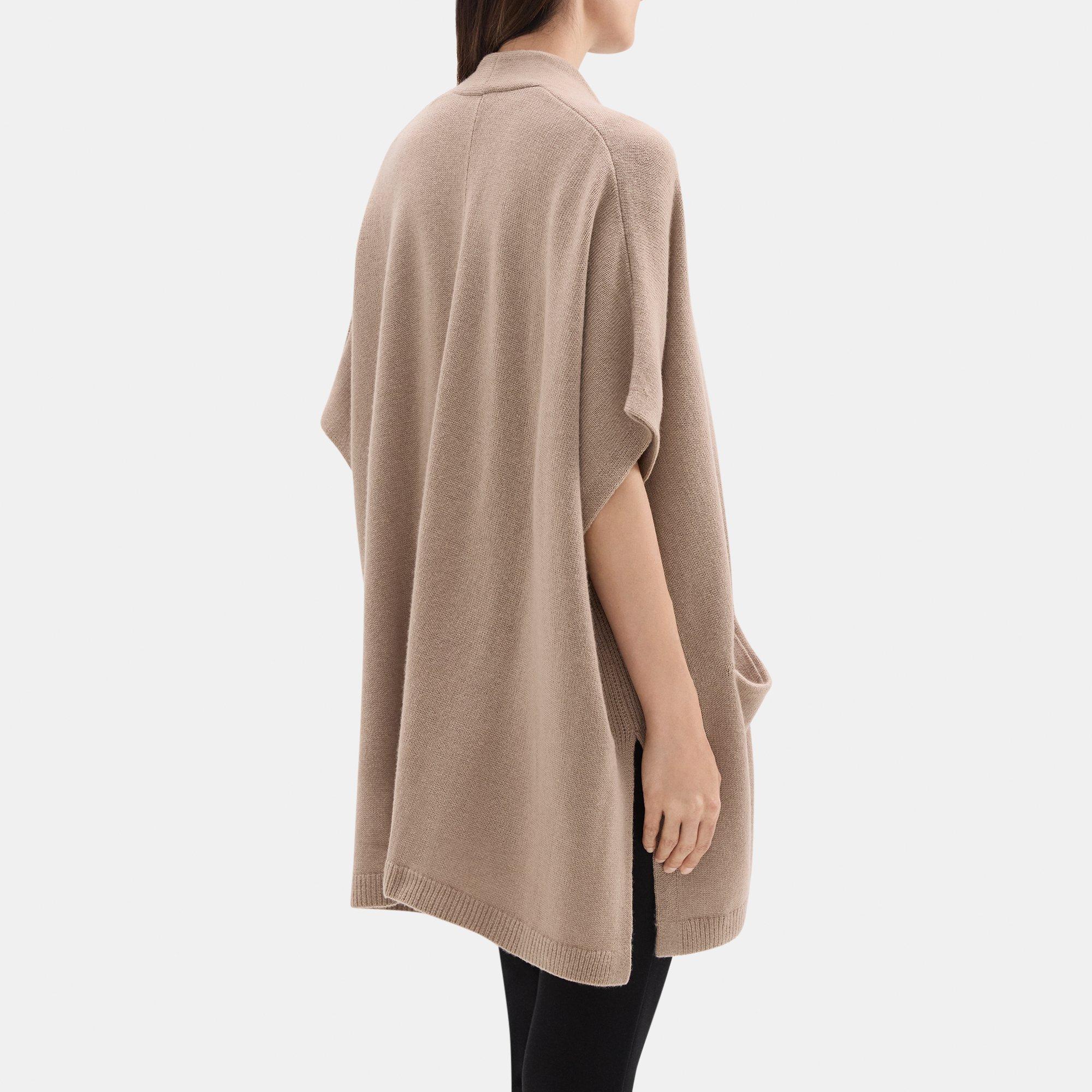 Knit Poncho in Wool-Cashmere