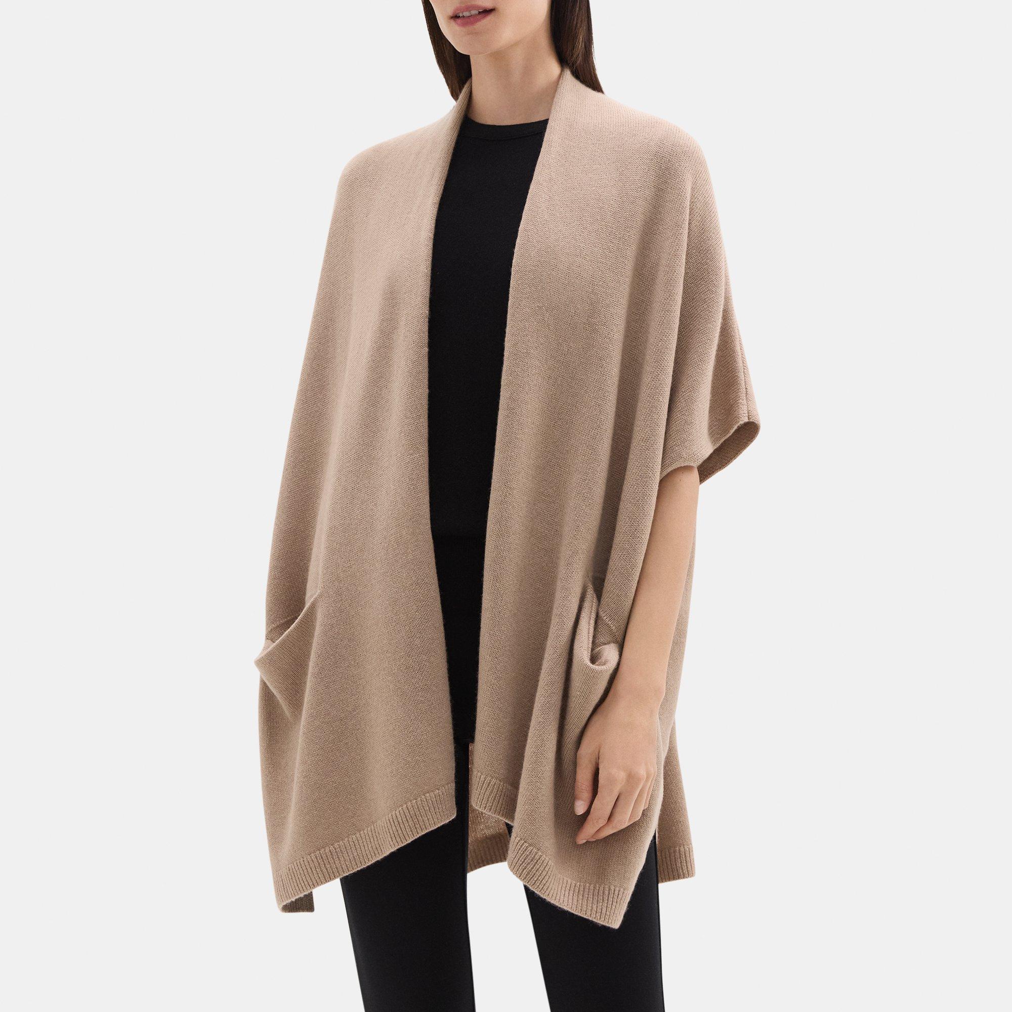 Knit Poncho in Wool-Cashmere