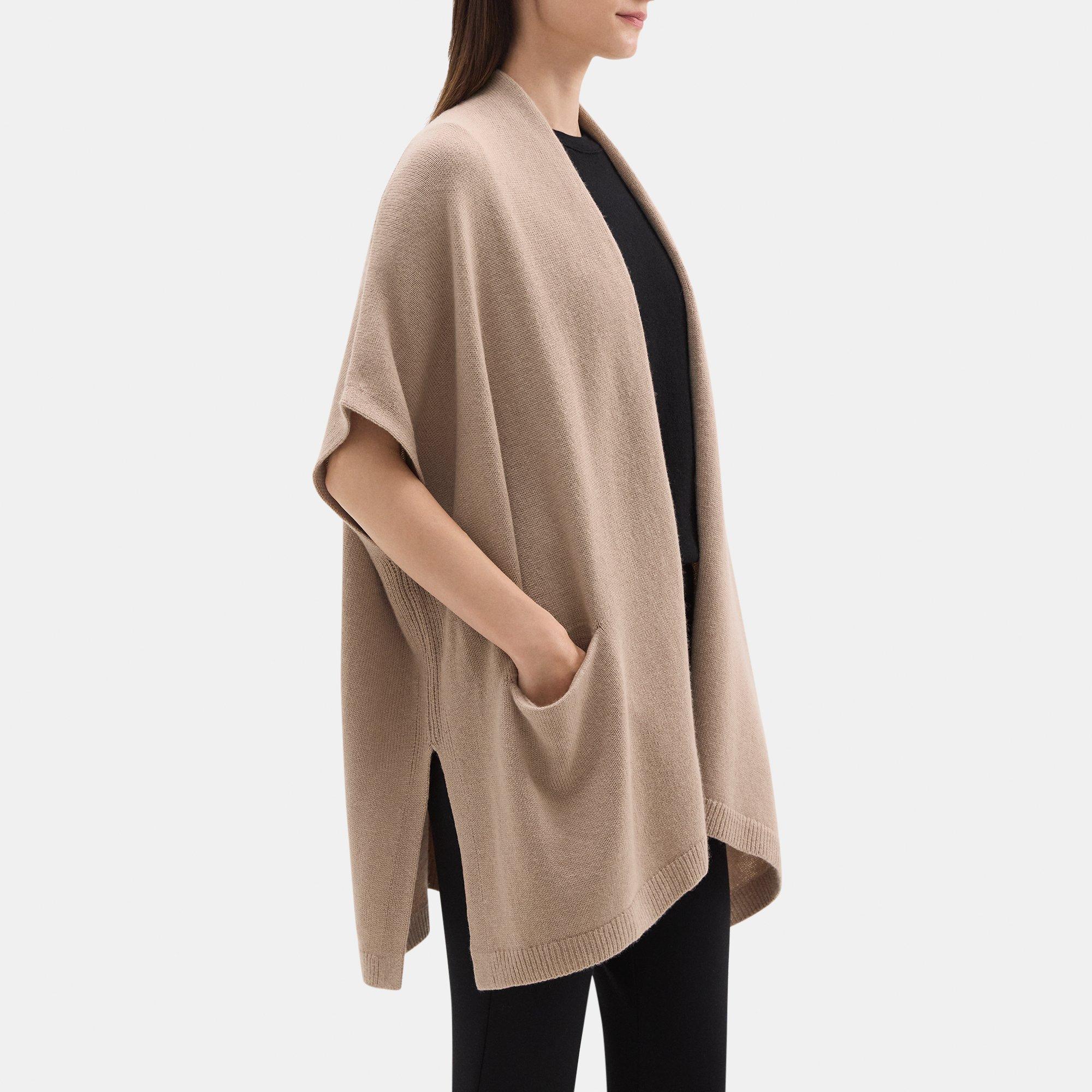 Knit Poncho in Wool-Cashmere