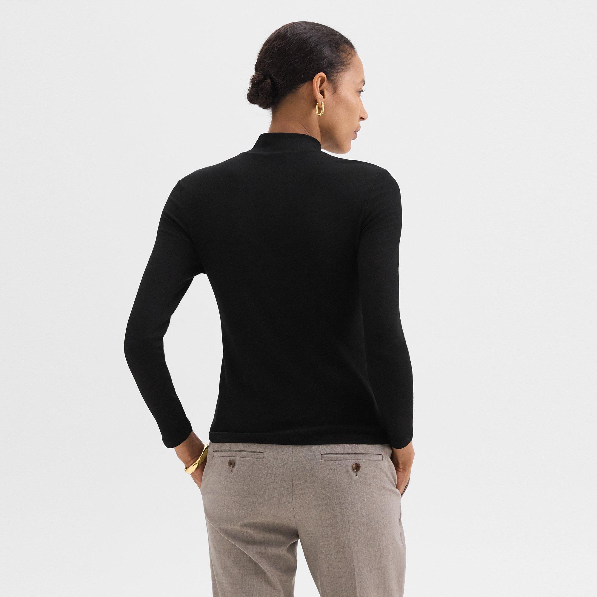 Mock Neck Top in Rib Knit Viscose