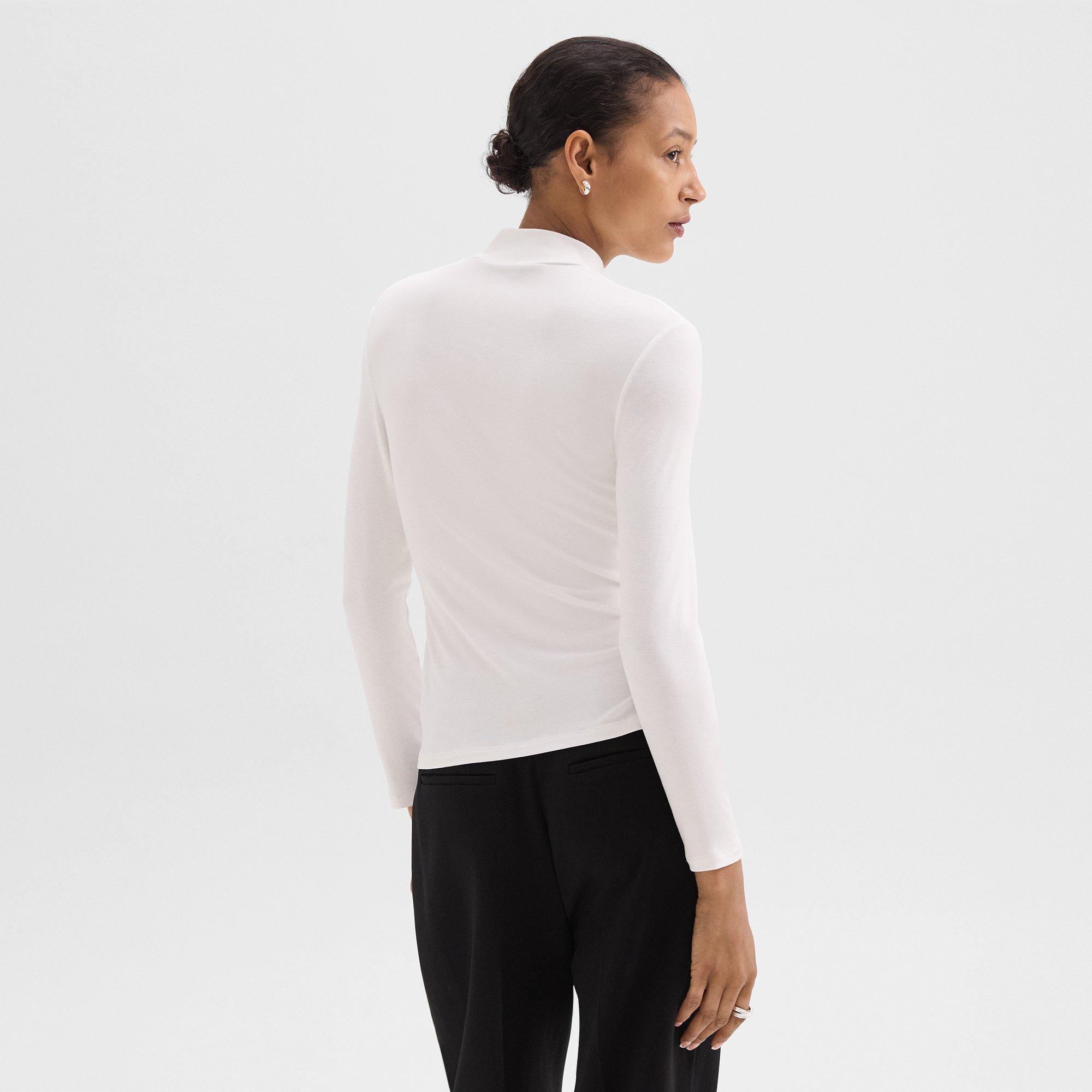 Mock Neck Top in Rib Knit Viscose