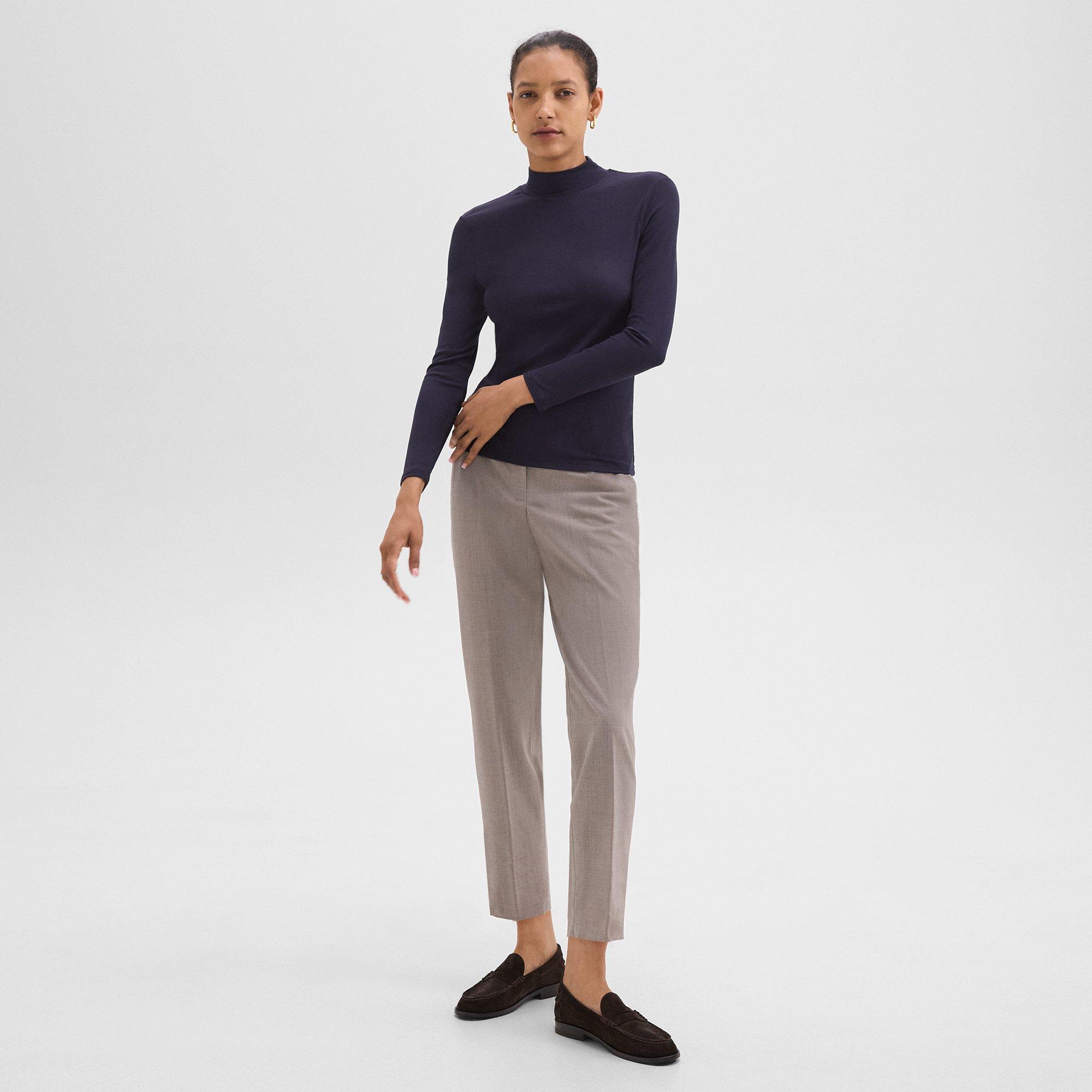 Mock Neck Top in Rib Knit Viscose