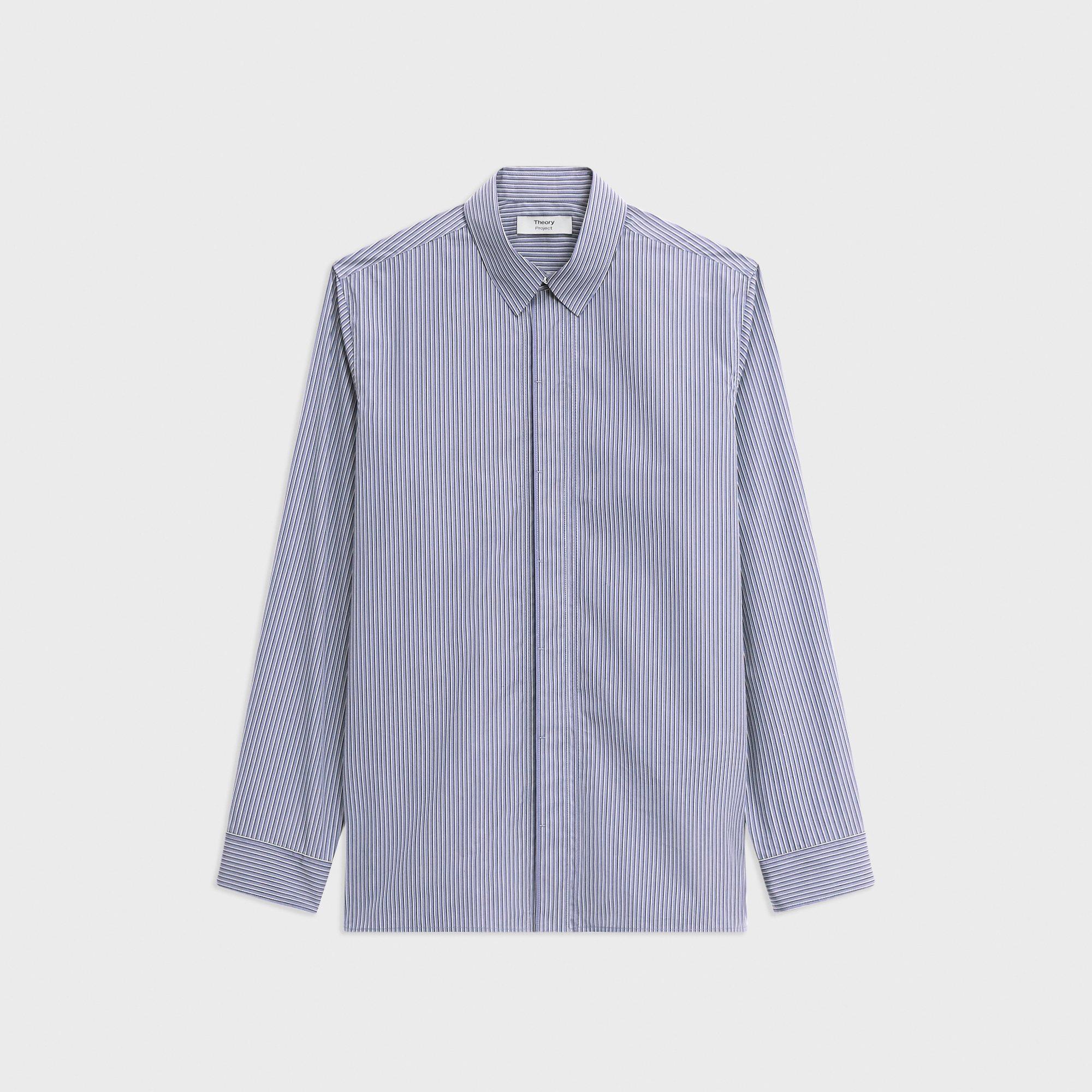 Chemise Droite en Coton Mélangé Rayé