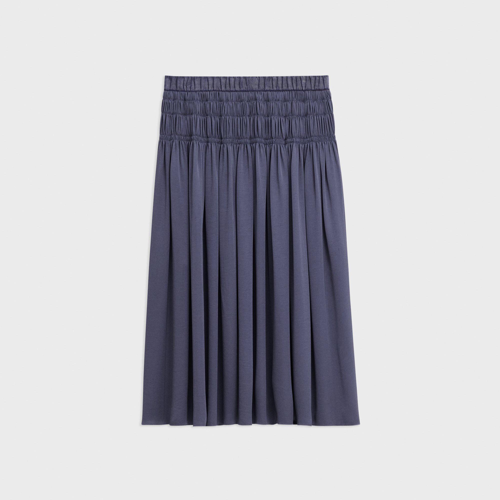 Gathered Midi Skirt in Recycled Satin