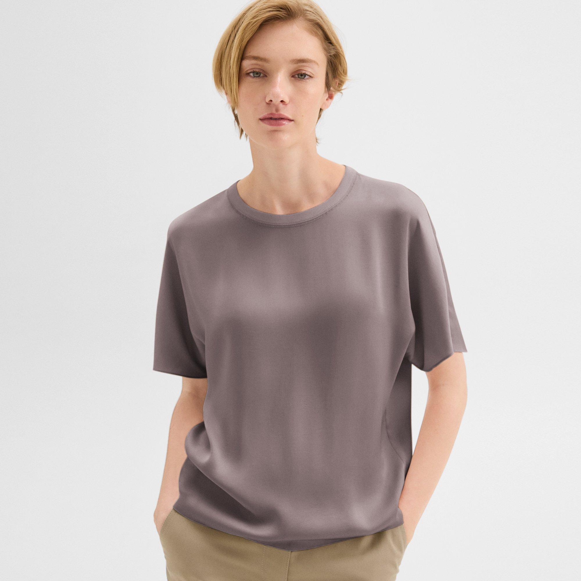 T-Shirt mit Dolman-Ärmeln aus recyceltem Satin