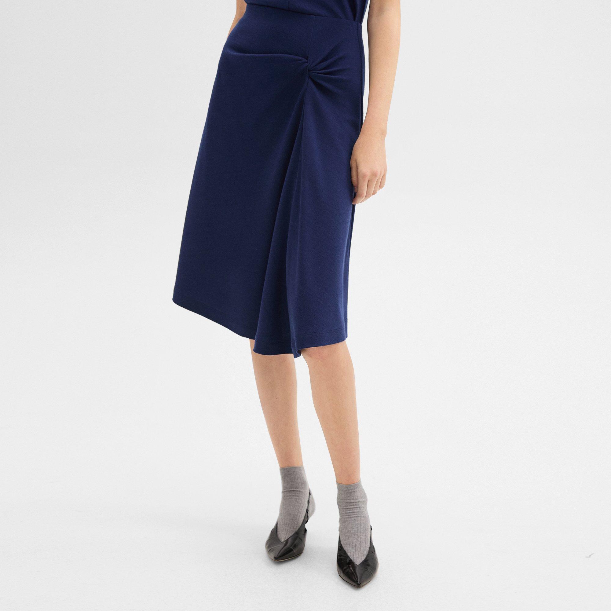 Twisted Midi Skirt in Viscose-Wool