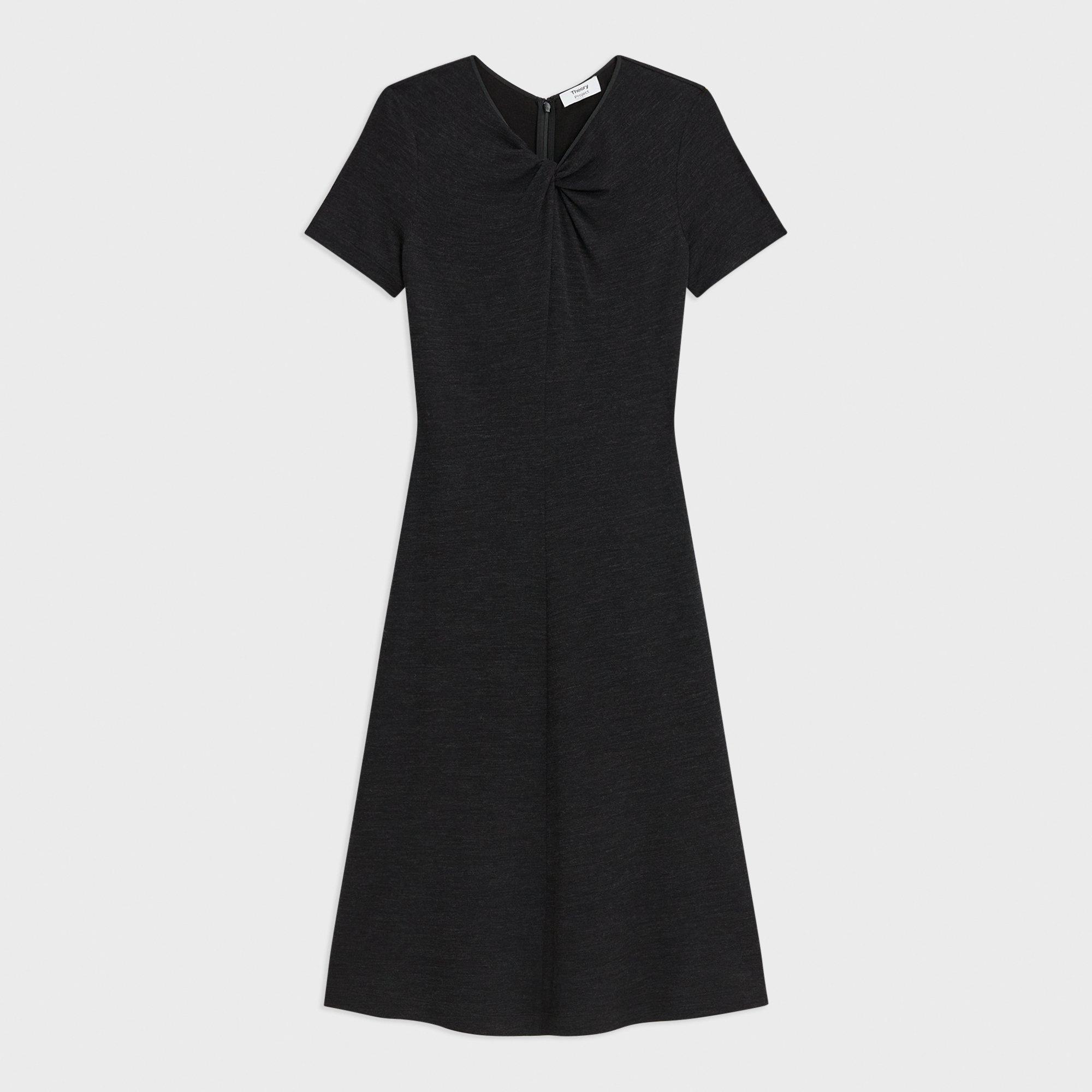 Twisted Midi Dress in Viscose-Wool