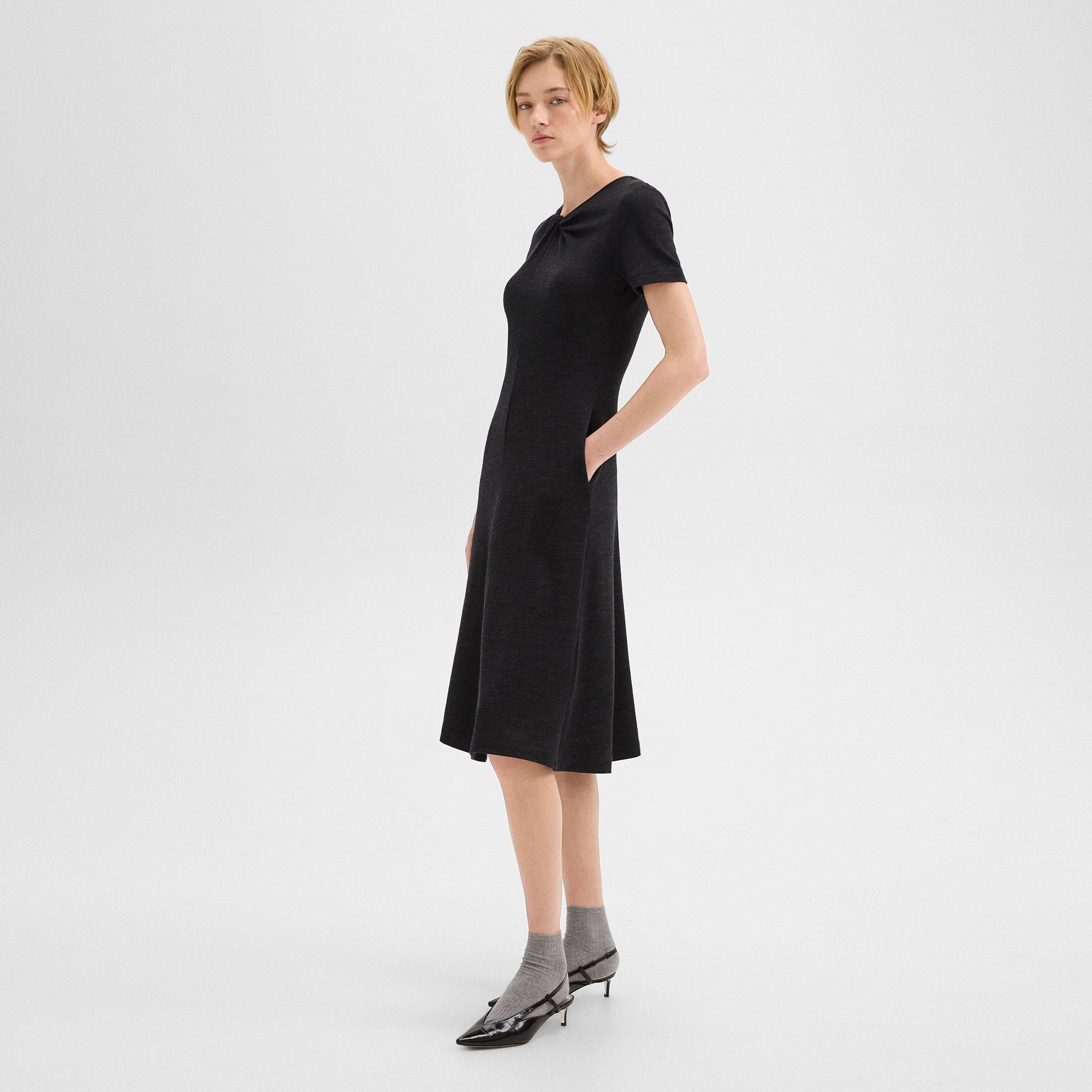 Twisted Midi Dress in Viscose-Wool