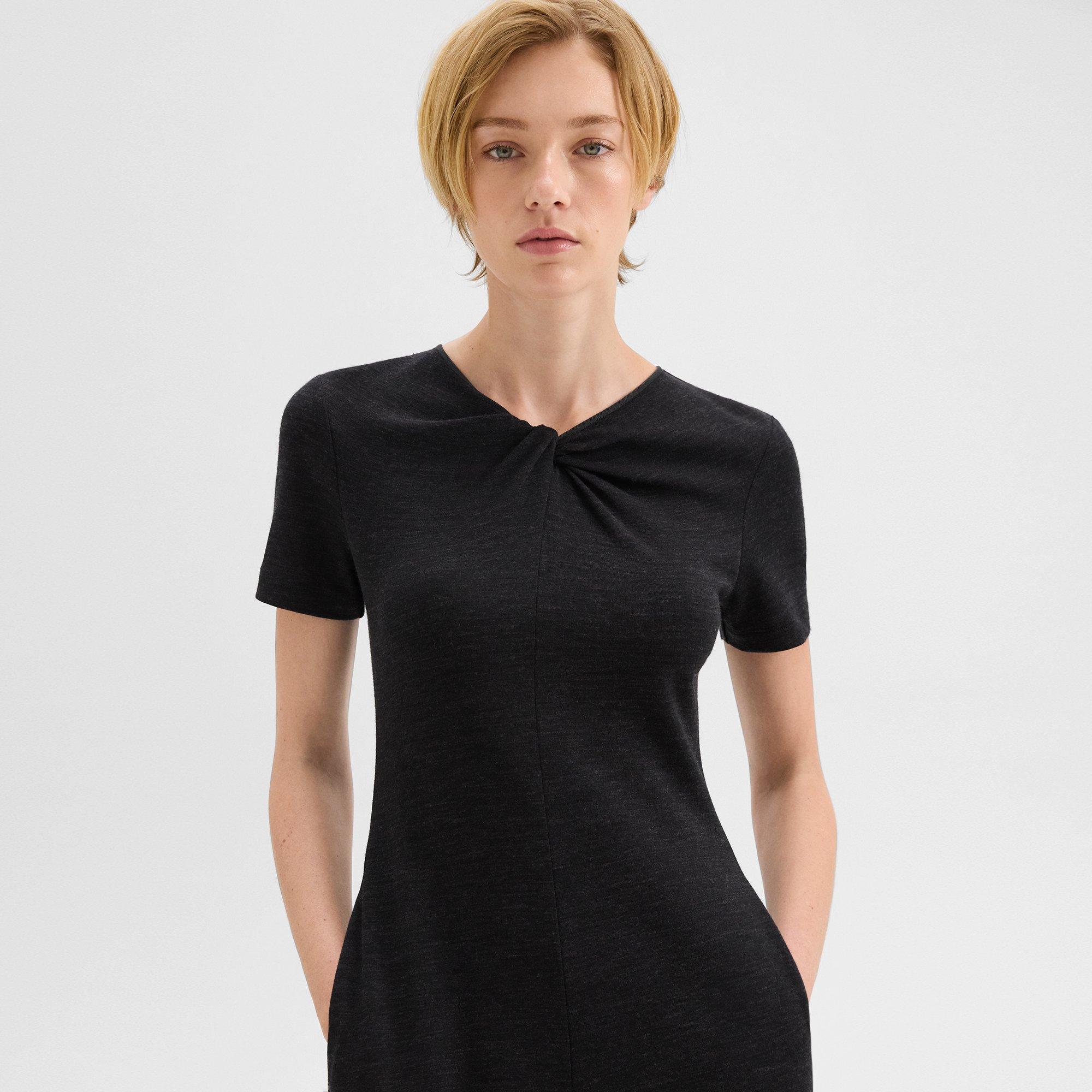 Twisted Midi Dress in Viscose-Wool